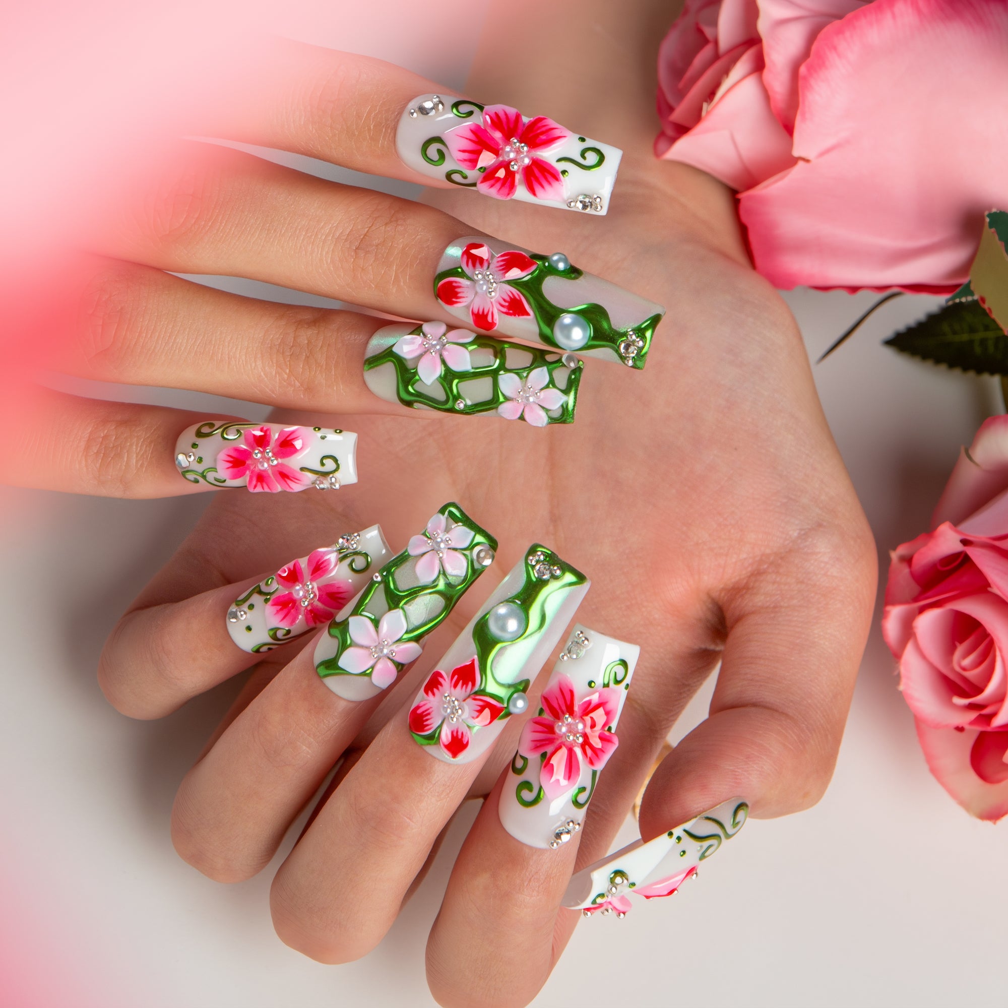Jade Garden Handmade Square Nails H785 RTS