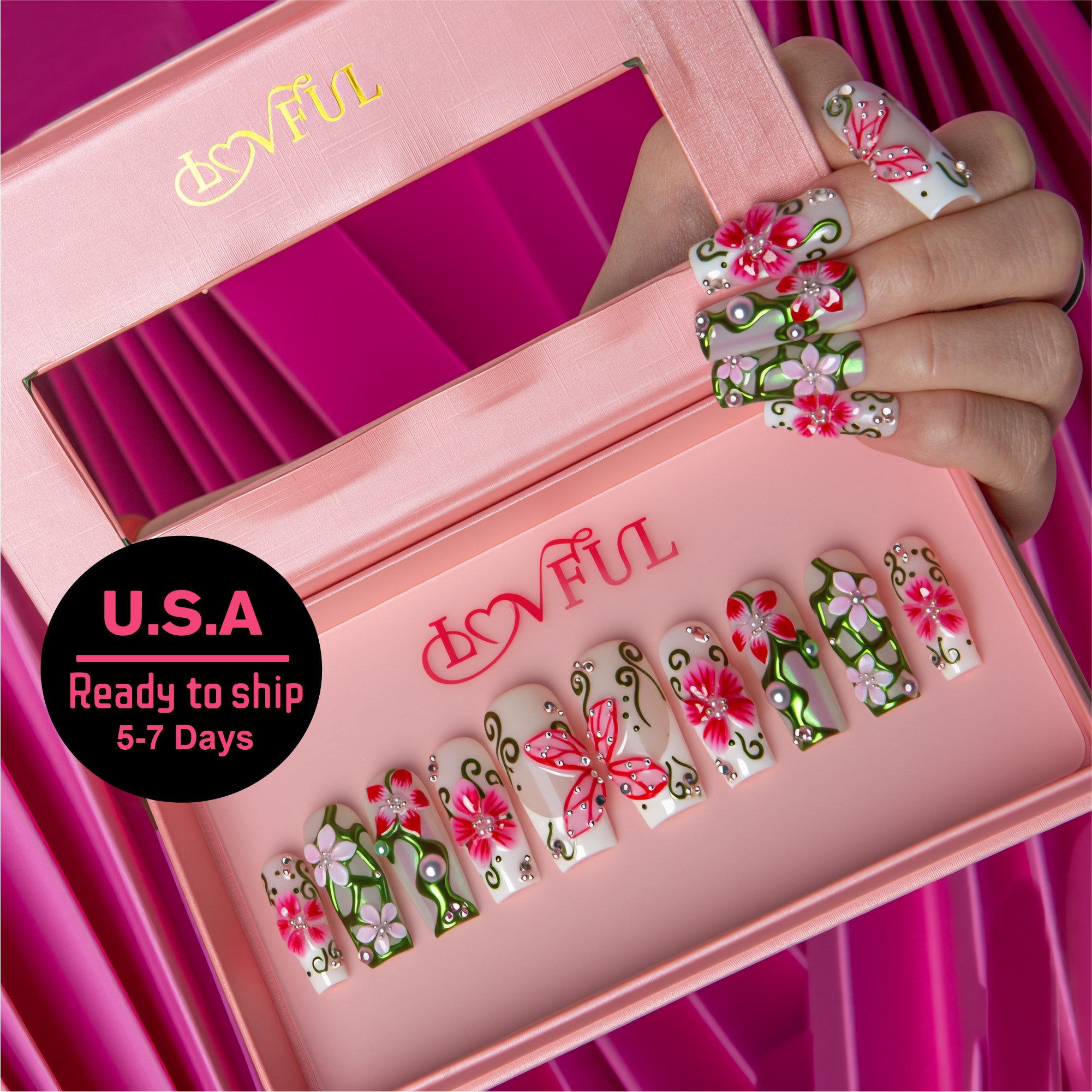 Jade Garden Handmade Square Nails H785 RTS