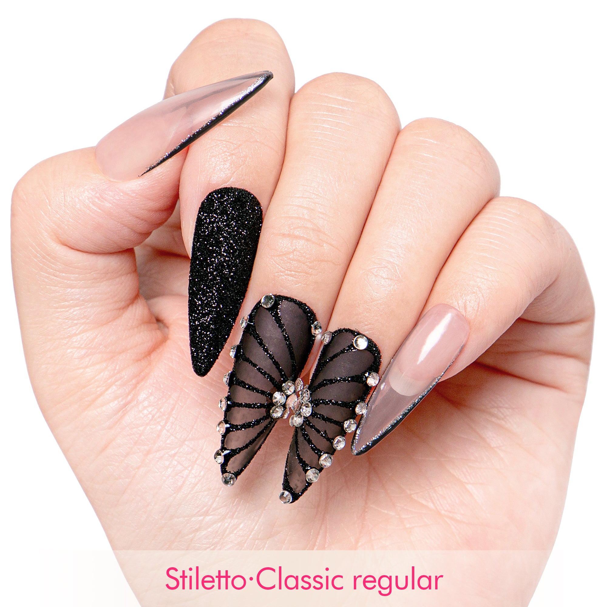 Dancing Spirit Black Handmade Nails H79
