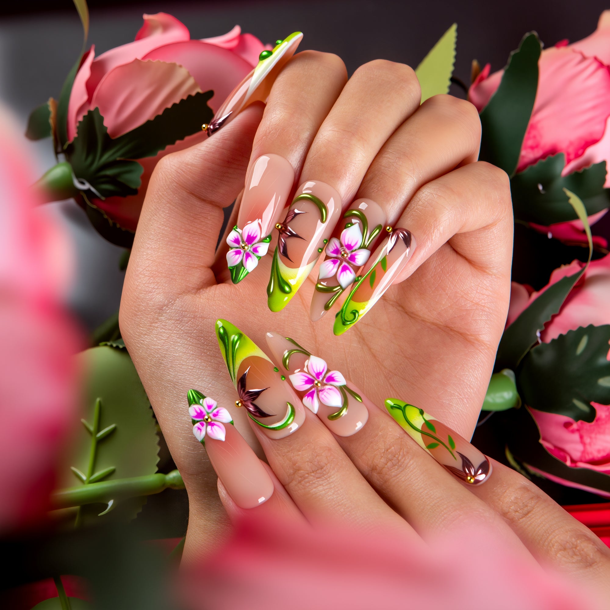 Meadow Grace Handmade Stiletto Nails H793 RTS