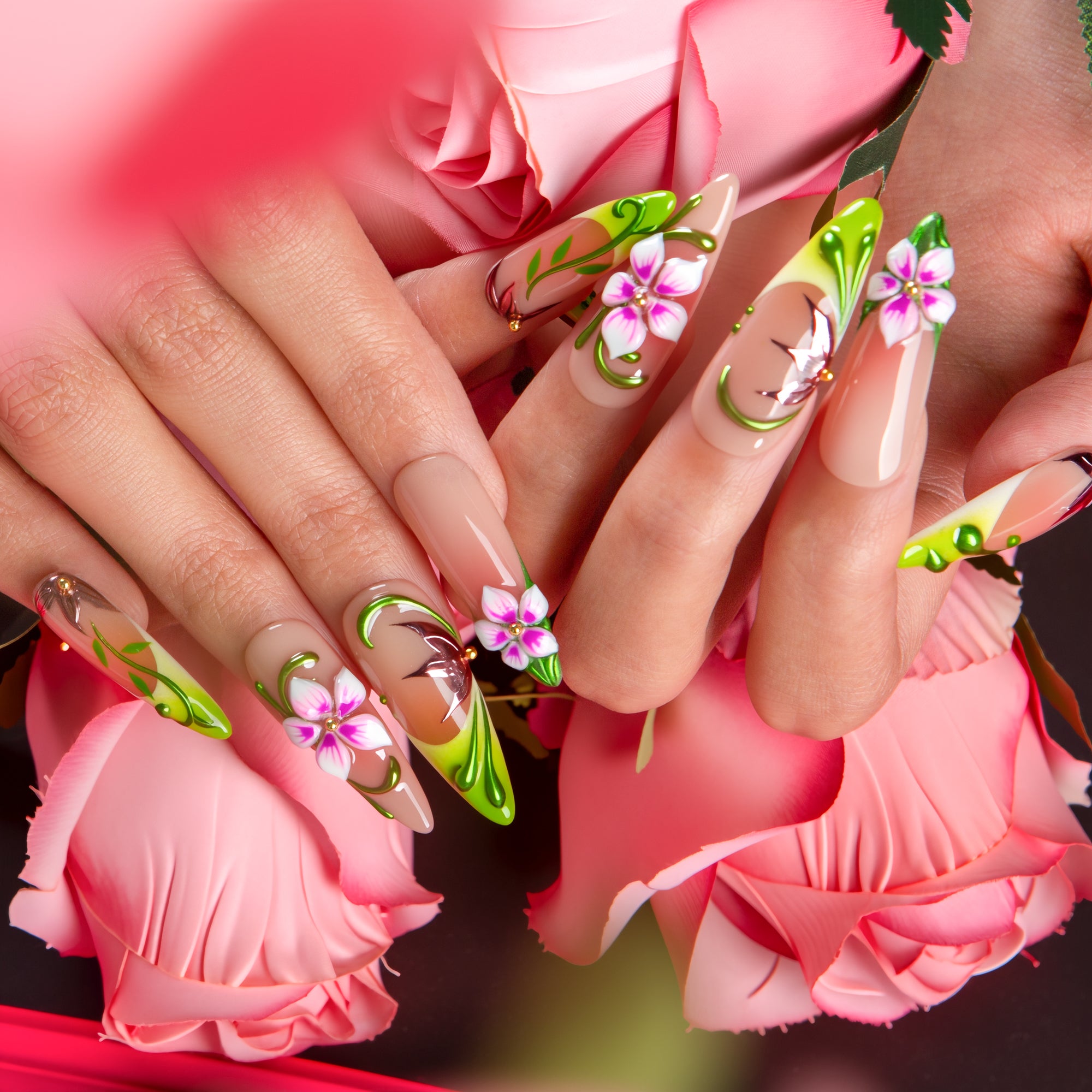 Meadow Grace Handmade Stiletto Nails H793 RTS