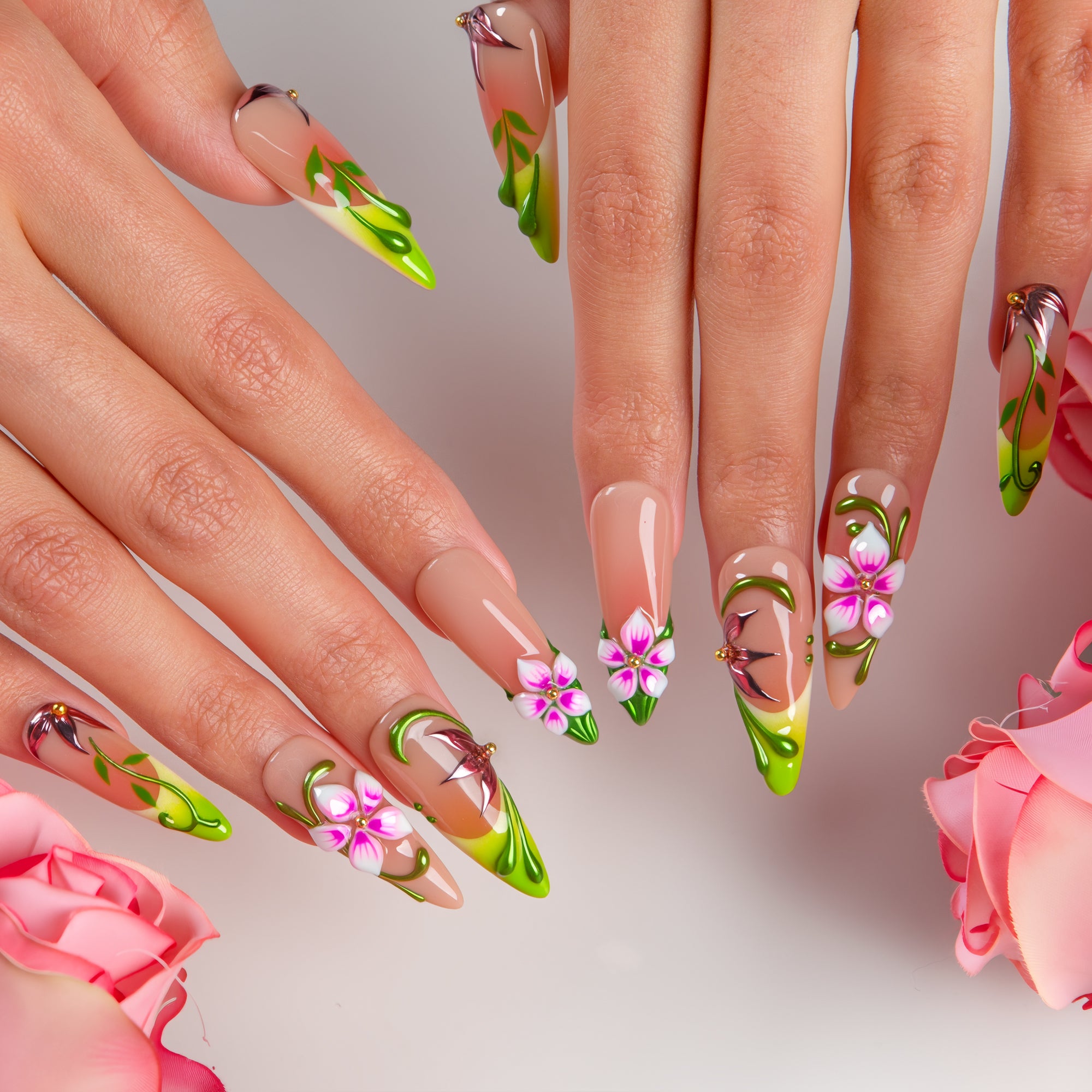 Meadow Grace Handmade Stiletto Nails H793 RTS