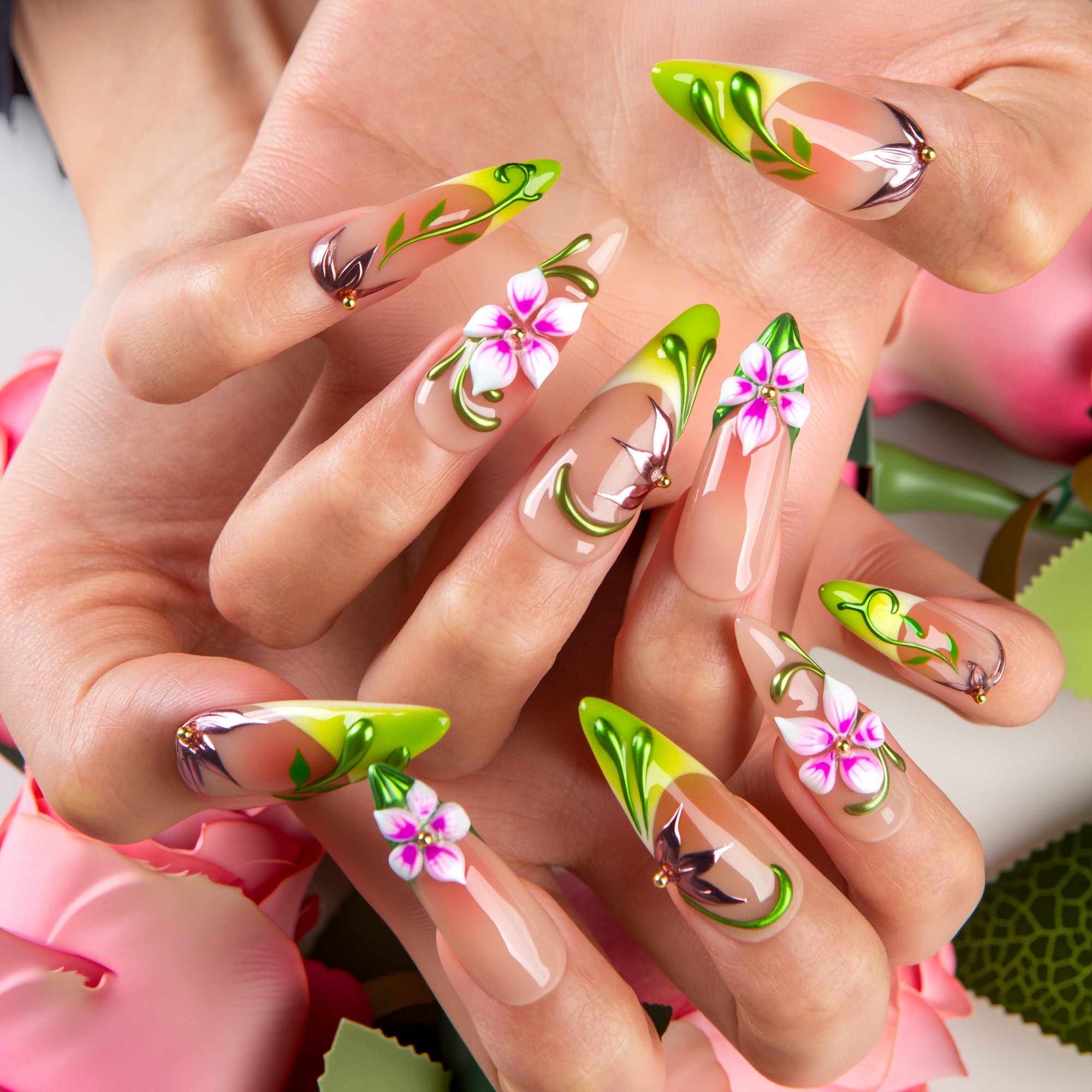 Meadow Grace Handmade Stiletto Nails H793 RTS
