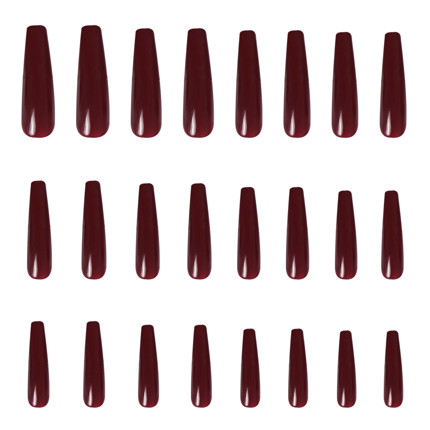 Burgundy Wine Pure Color Handmade Nails 24pcs H8