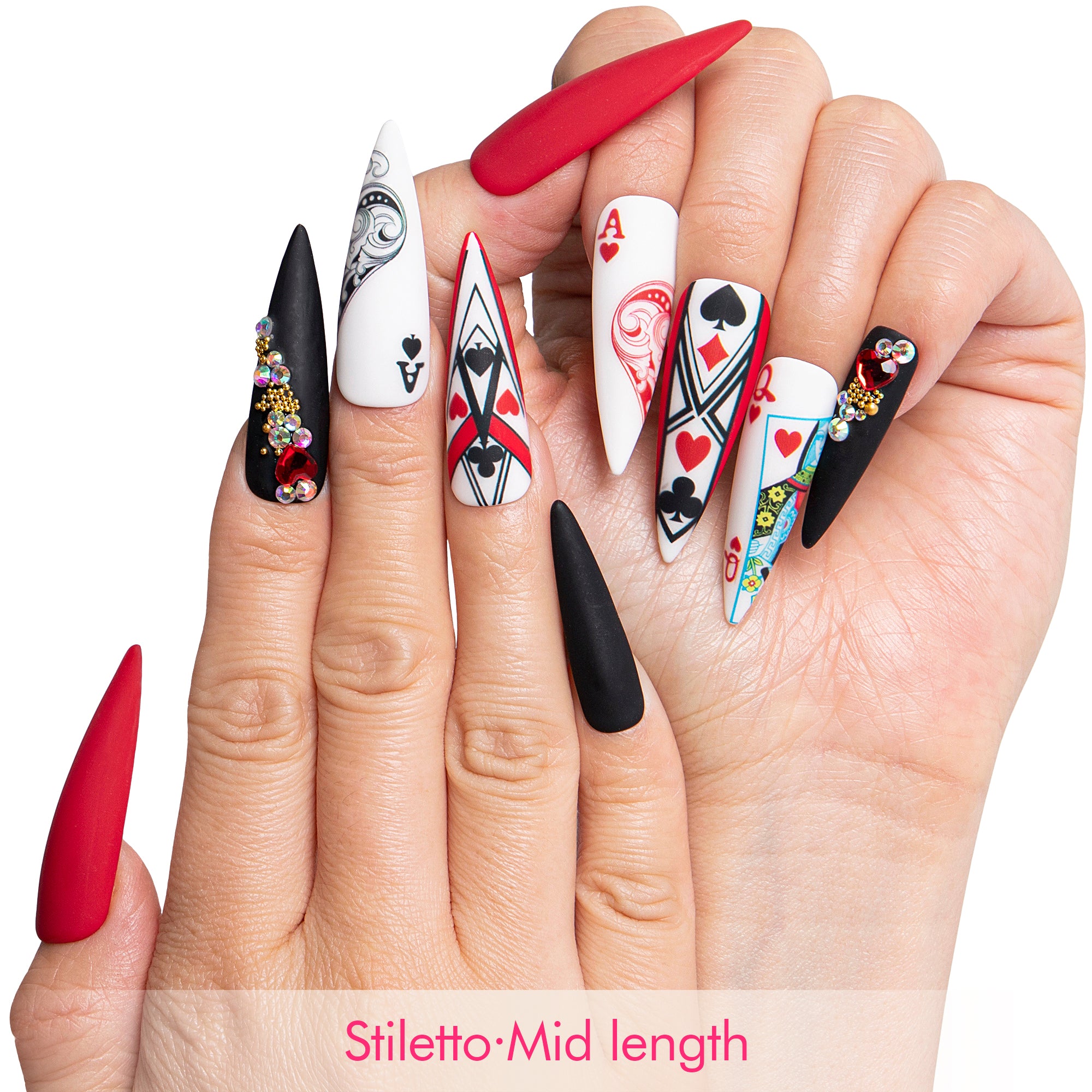 Poker Night Handmade Nails H800