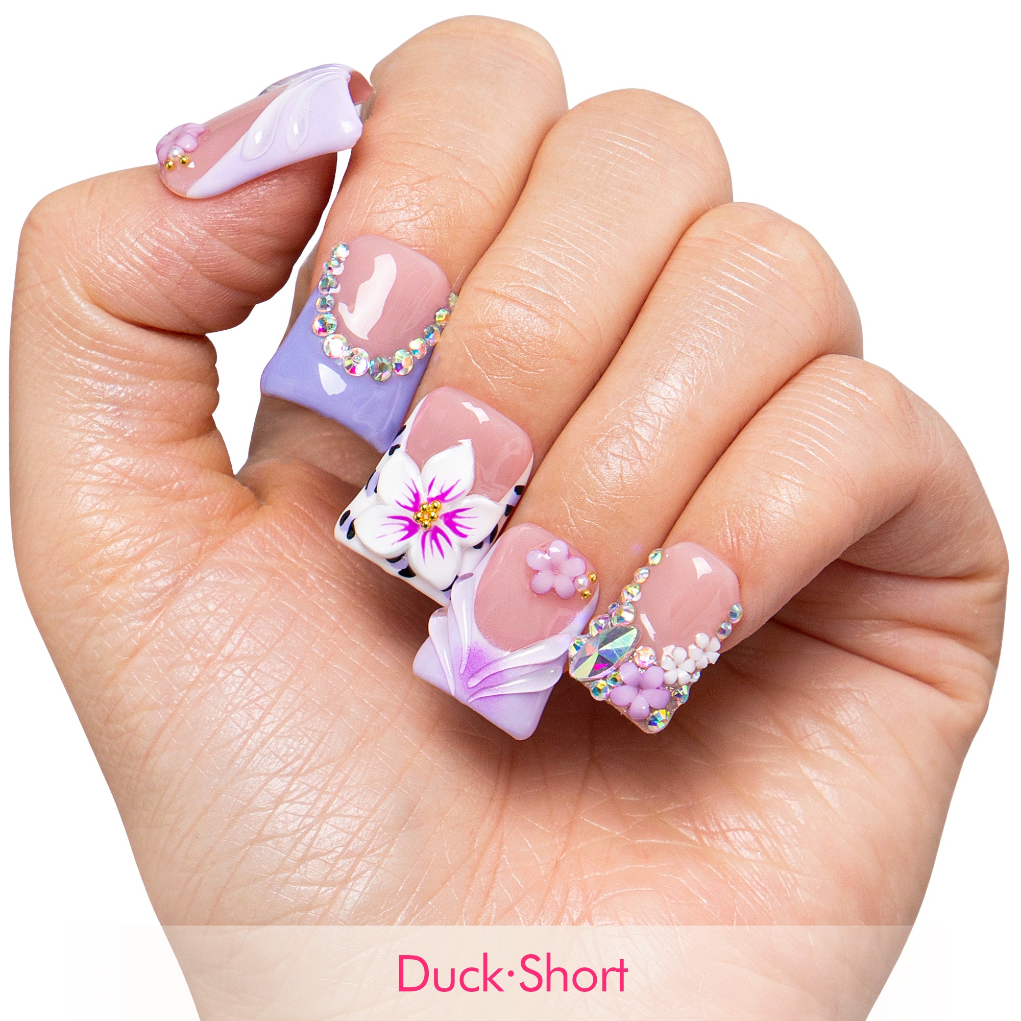 Crystal Lilac Handmade Nails H807