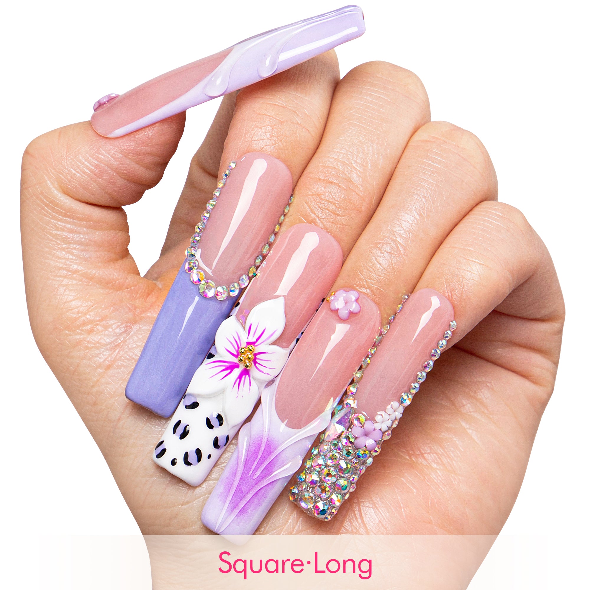Crystal Lilac Handmade Nails H807