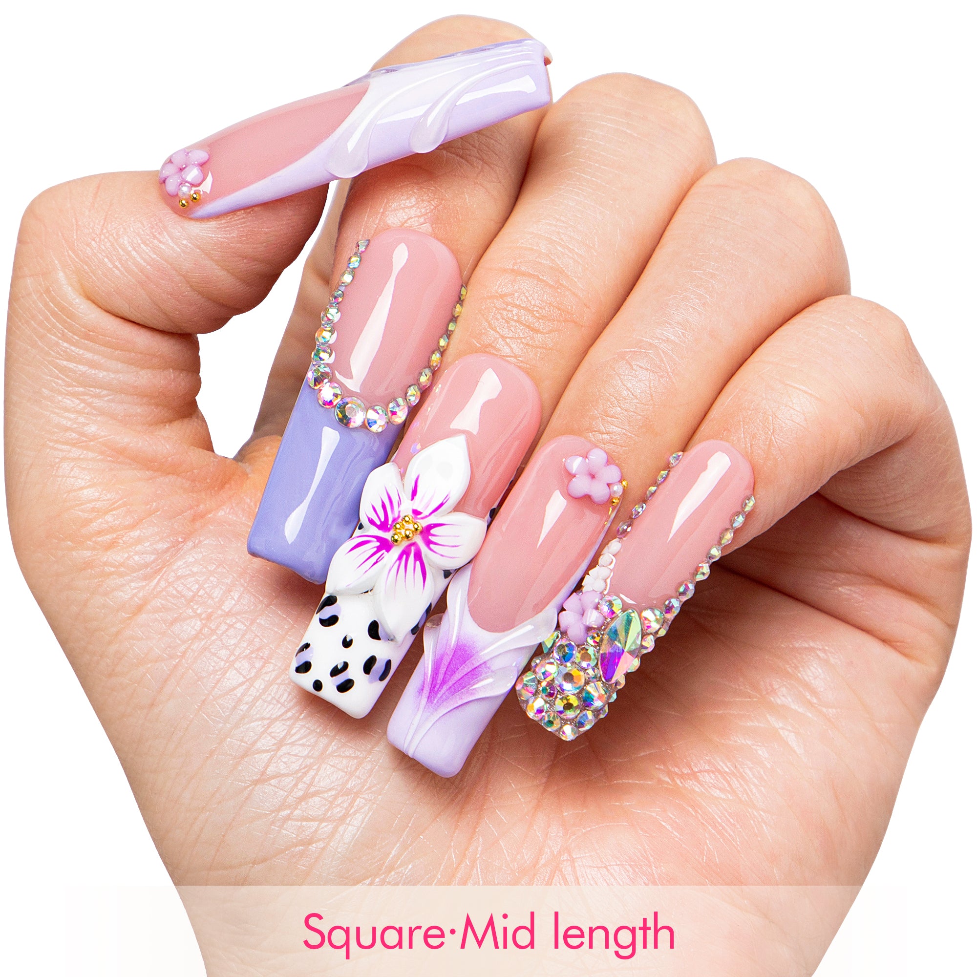 Crystal Lilac Handmade Nails H807