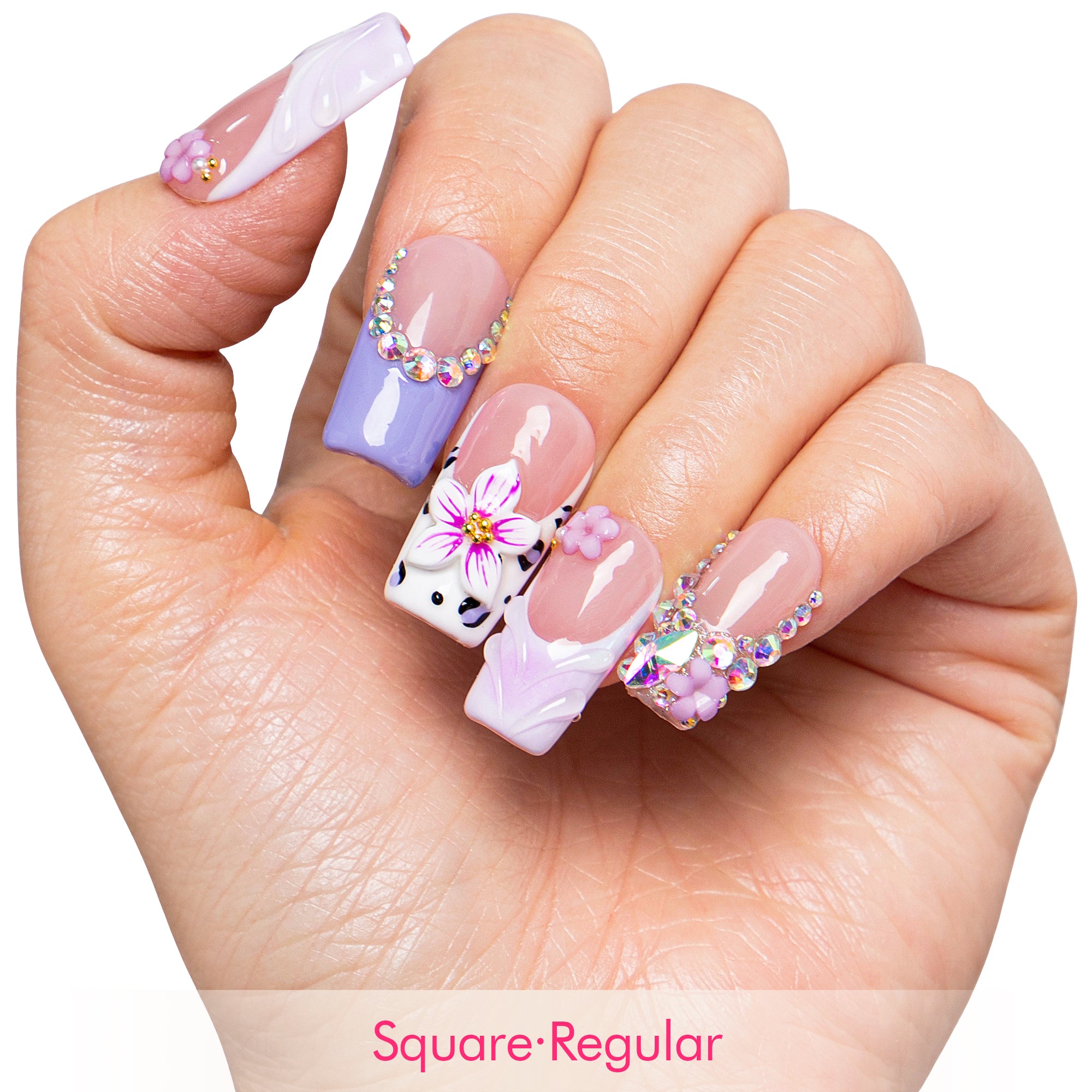 Crystal Lilac Handmade Nails H807