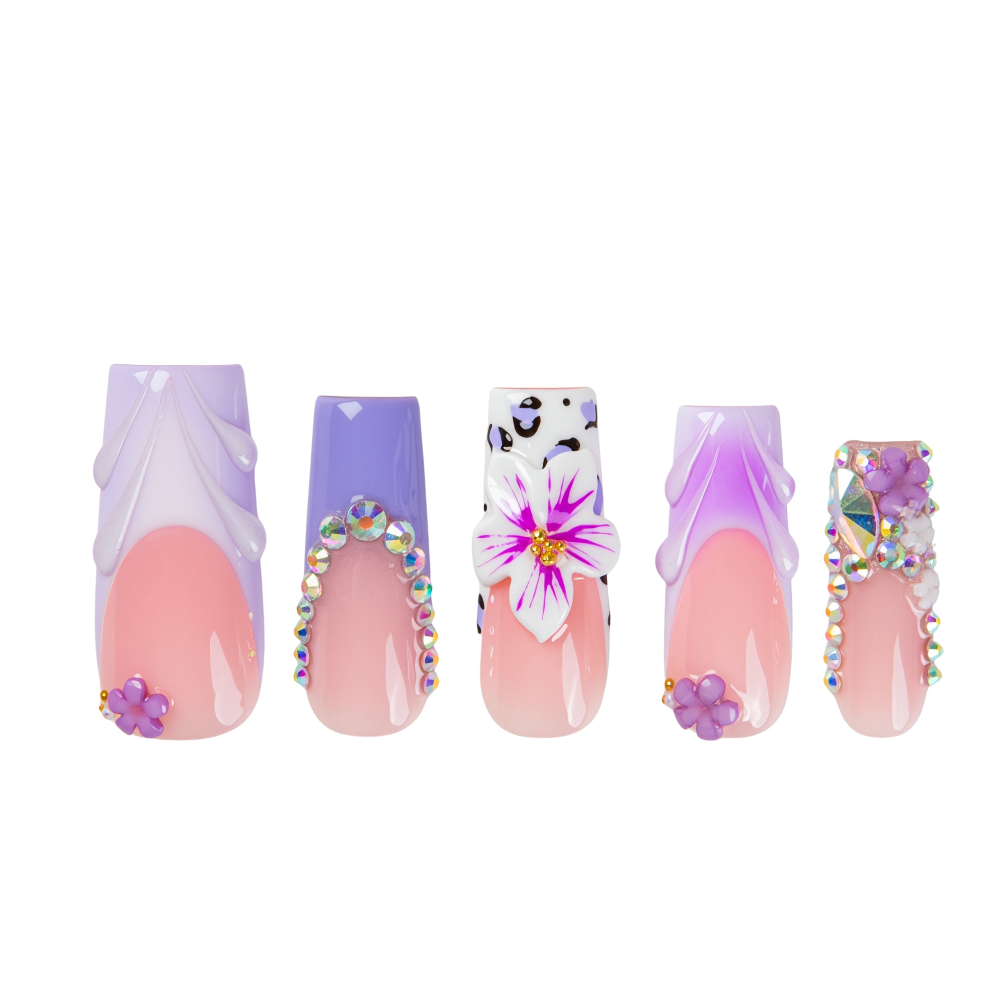 Crystal Lilac Handmade Nails H807