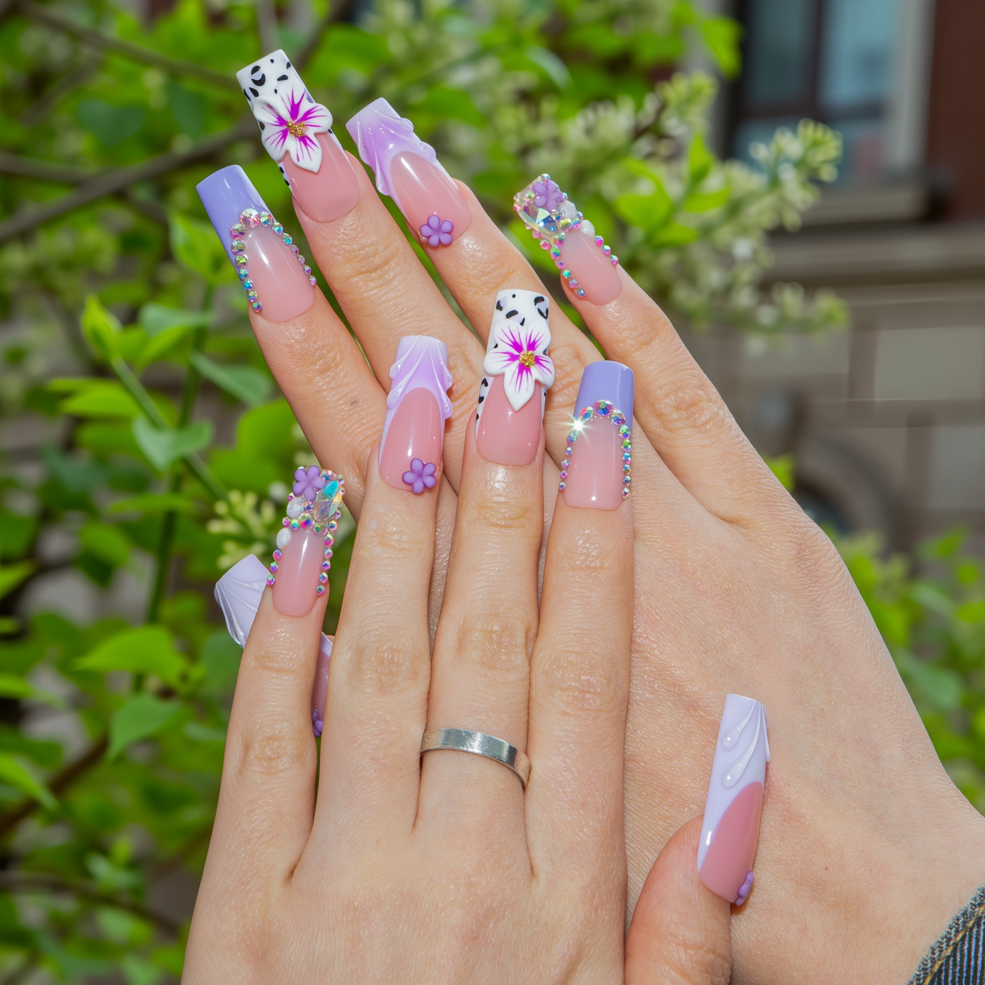 Crystal Lilac Handmade Nails H807