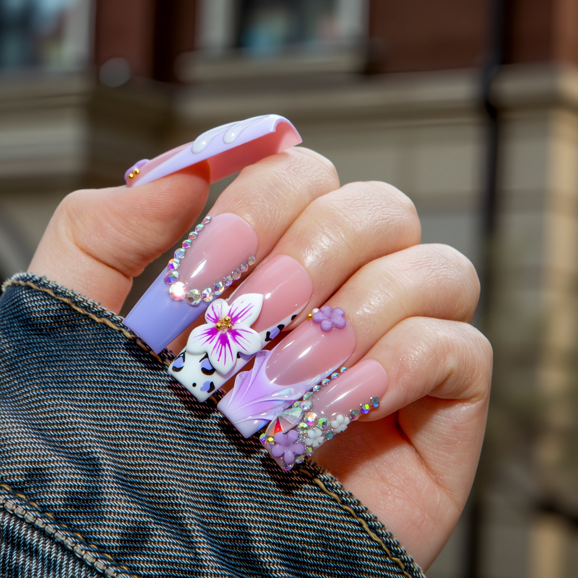 Crystal Lilac Handmade Nails H807