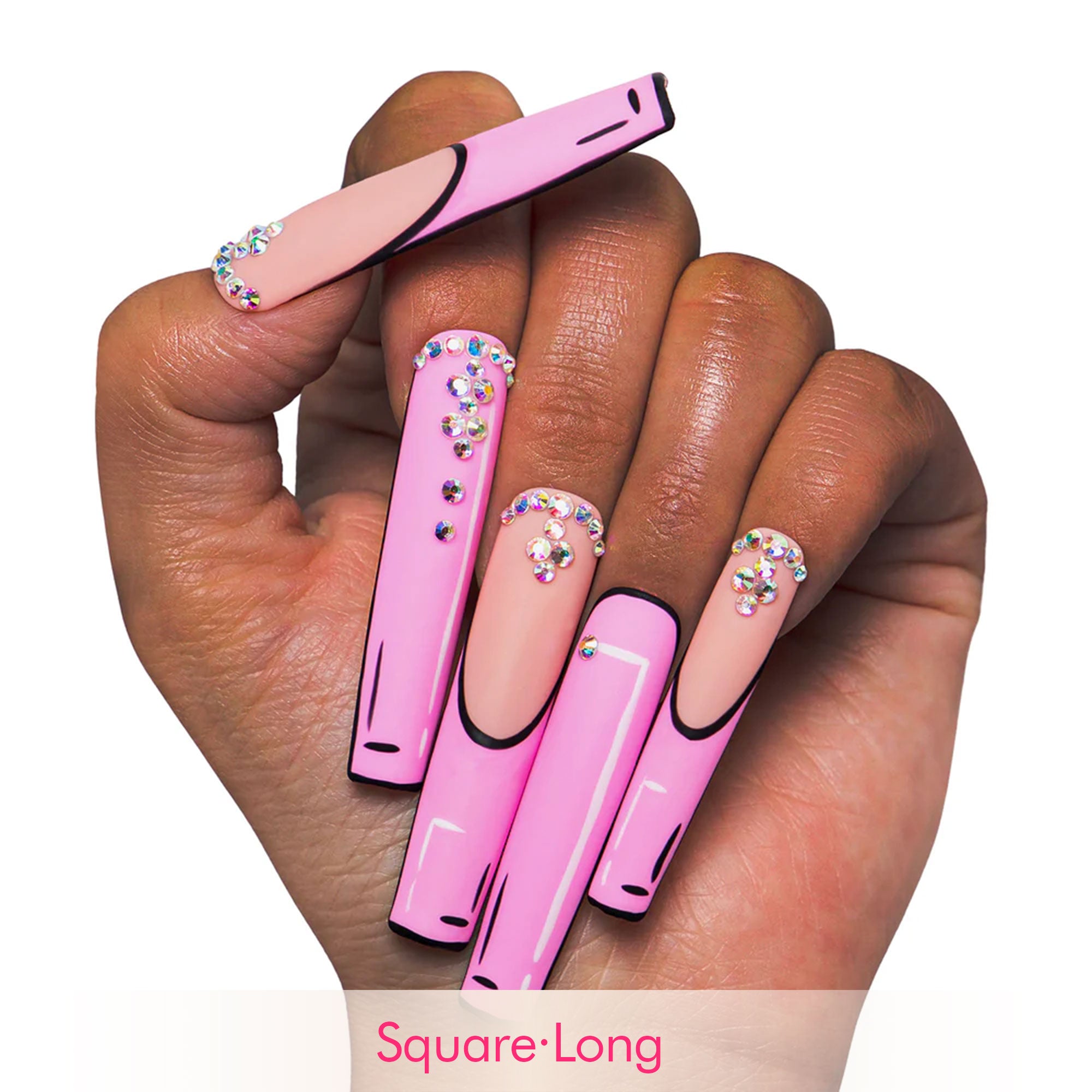 Pop Art French Tip Handmade Nails H81