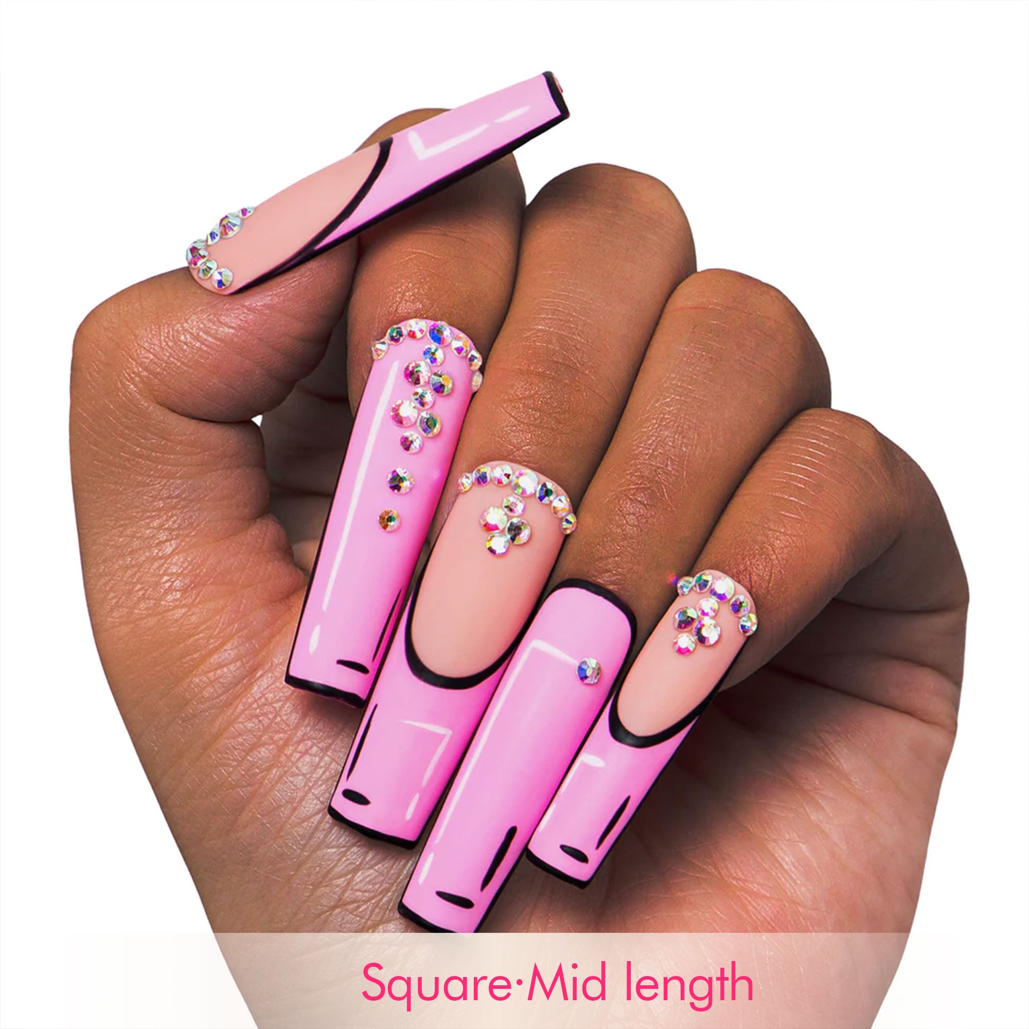 Pop Art French Tip Handmade Nails H81