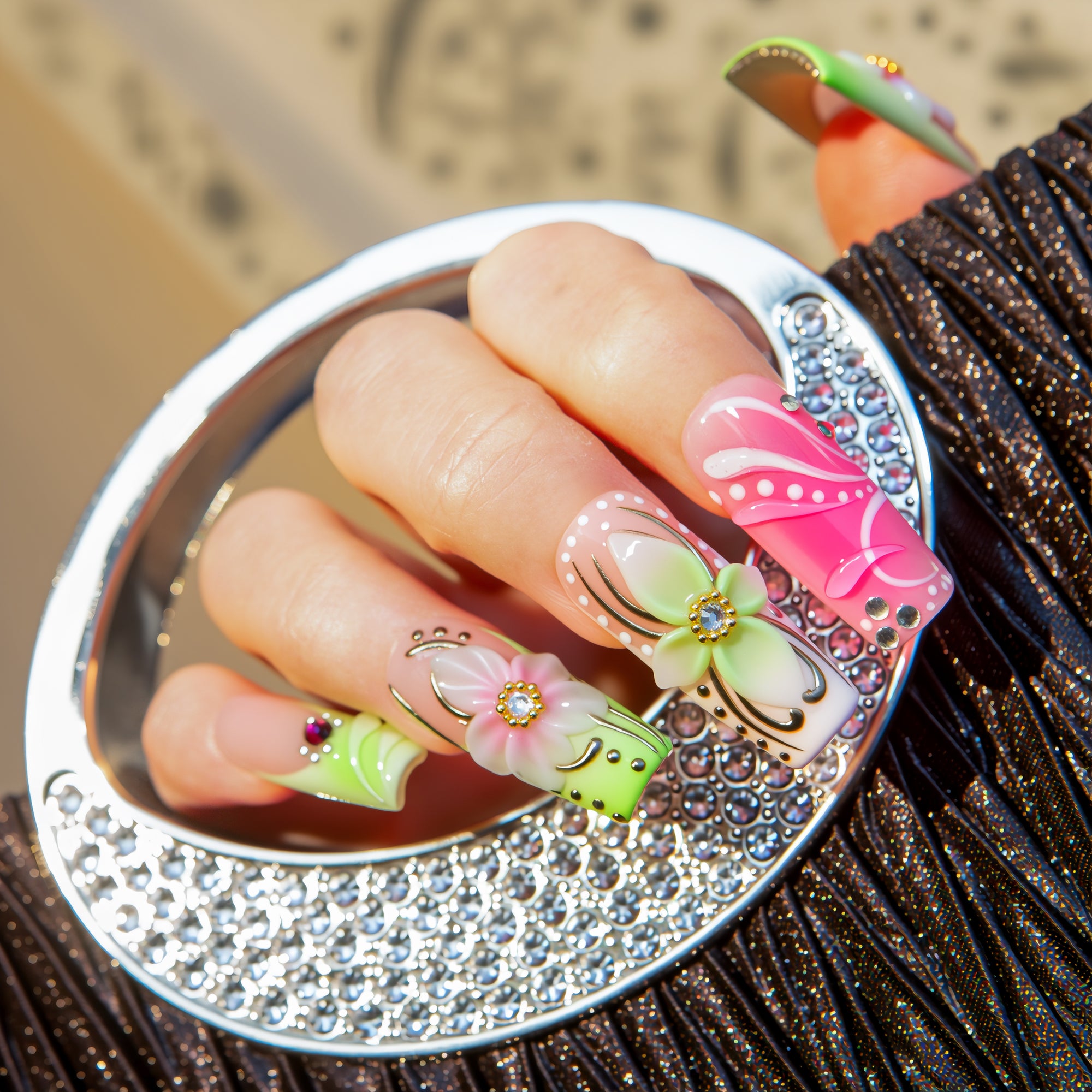 Pink Meadow Handmade Nails H812