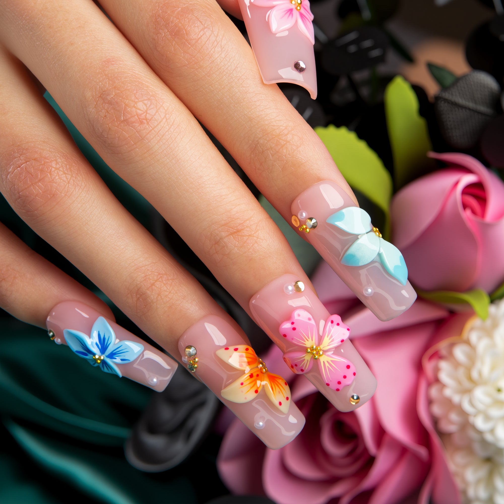 Floral Symphony Handmade Nails H813