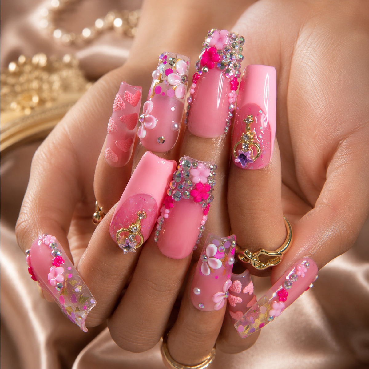 Rosy Crush Handmade Nails H815