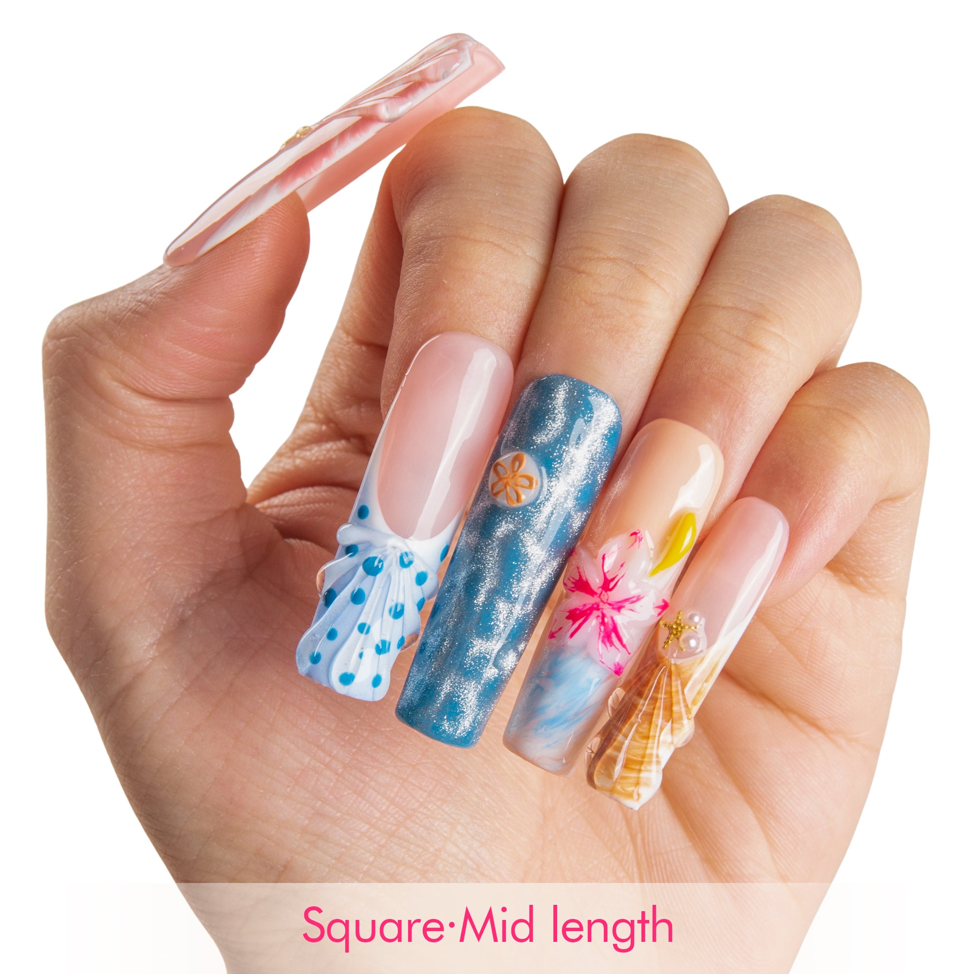 Ocean Blossom Handmade Nails H820