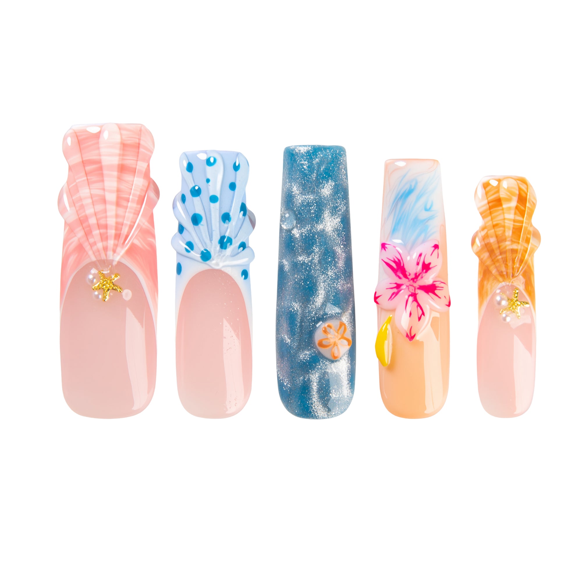 Ocean Blossom Handmade Nails H820