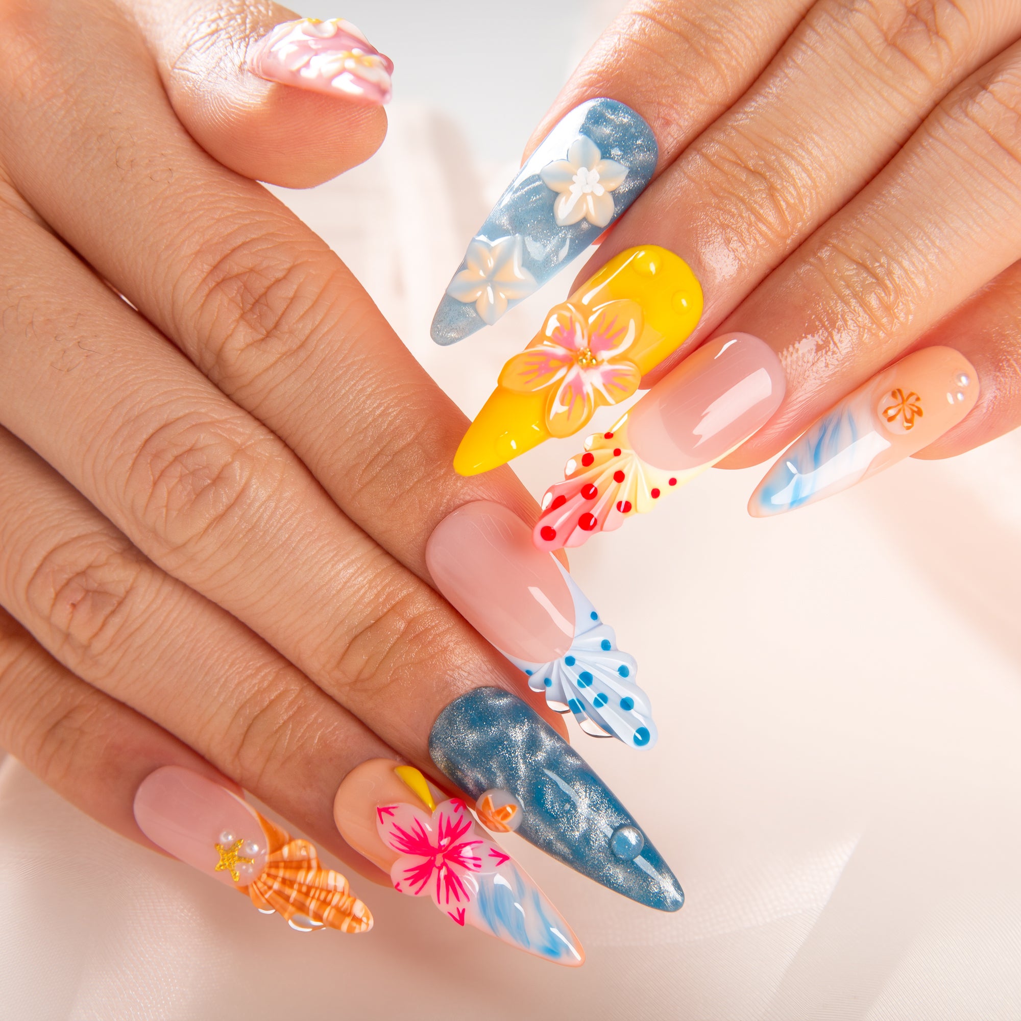 Ocean Blossom Handmade Nails H820