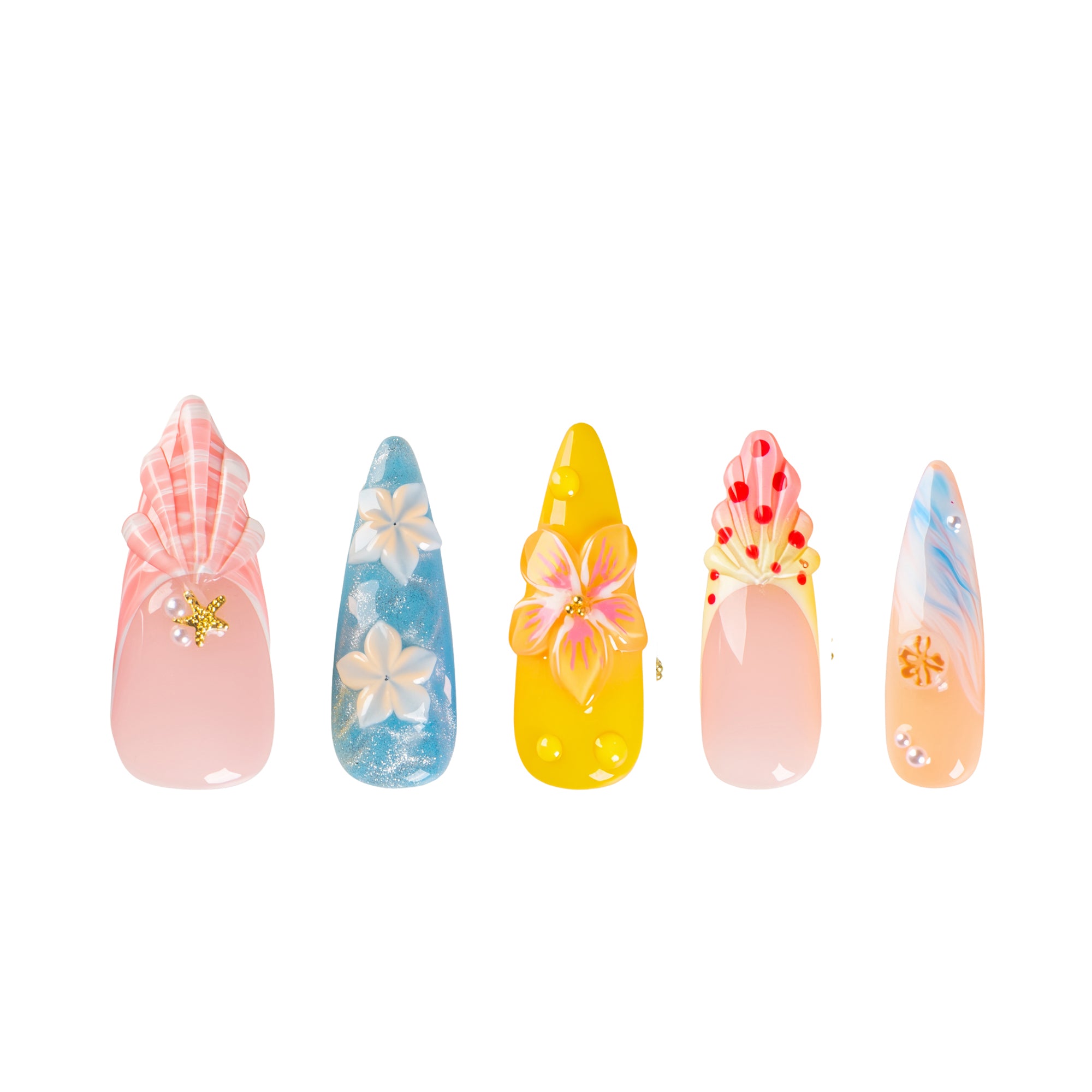 Ocean Blossom Handmade Nails H820