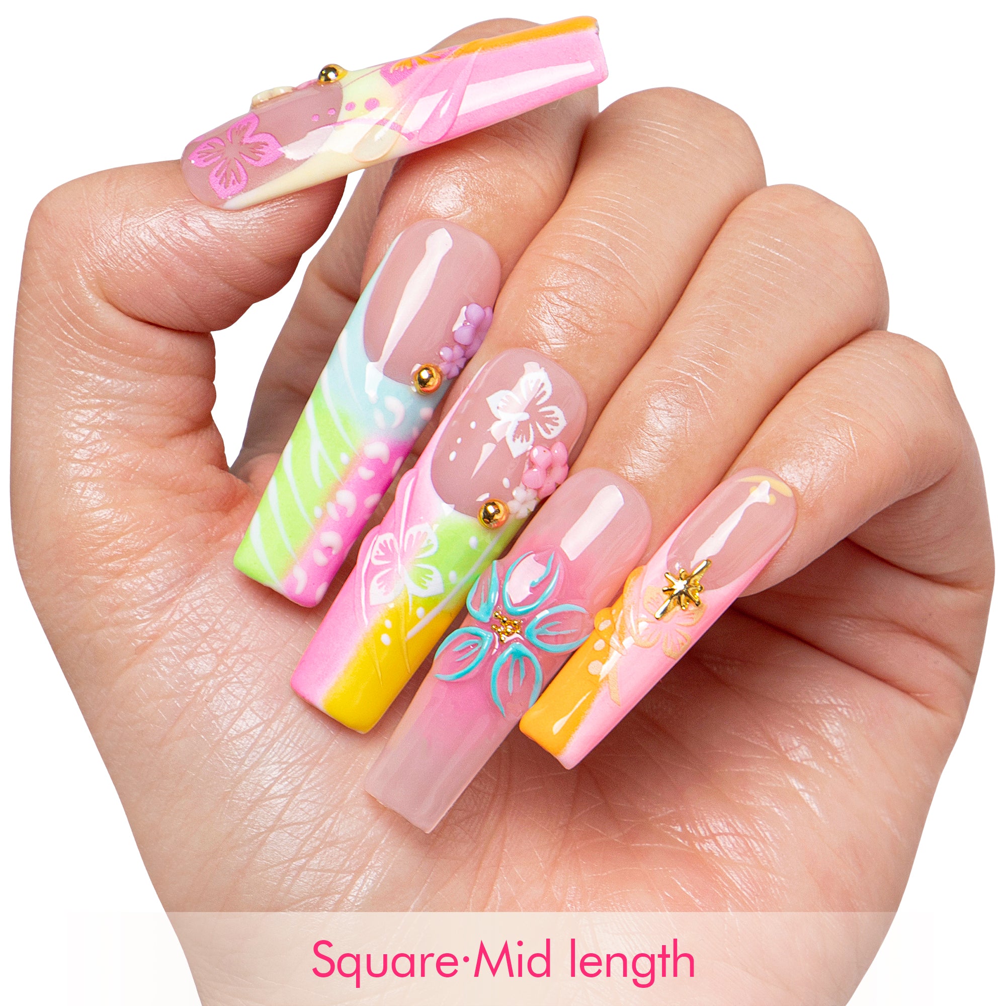 Neon Tropic Handmade Nails H829