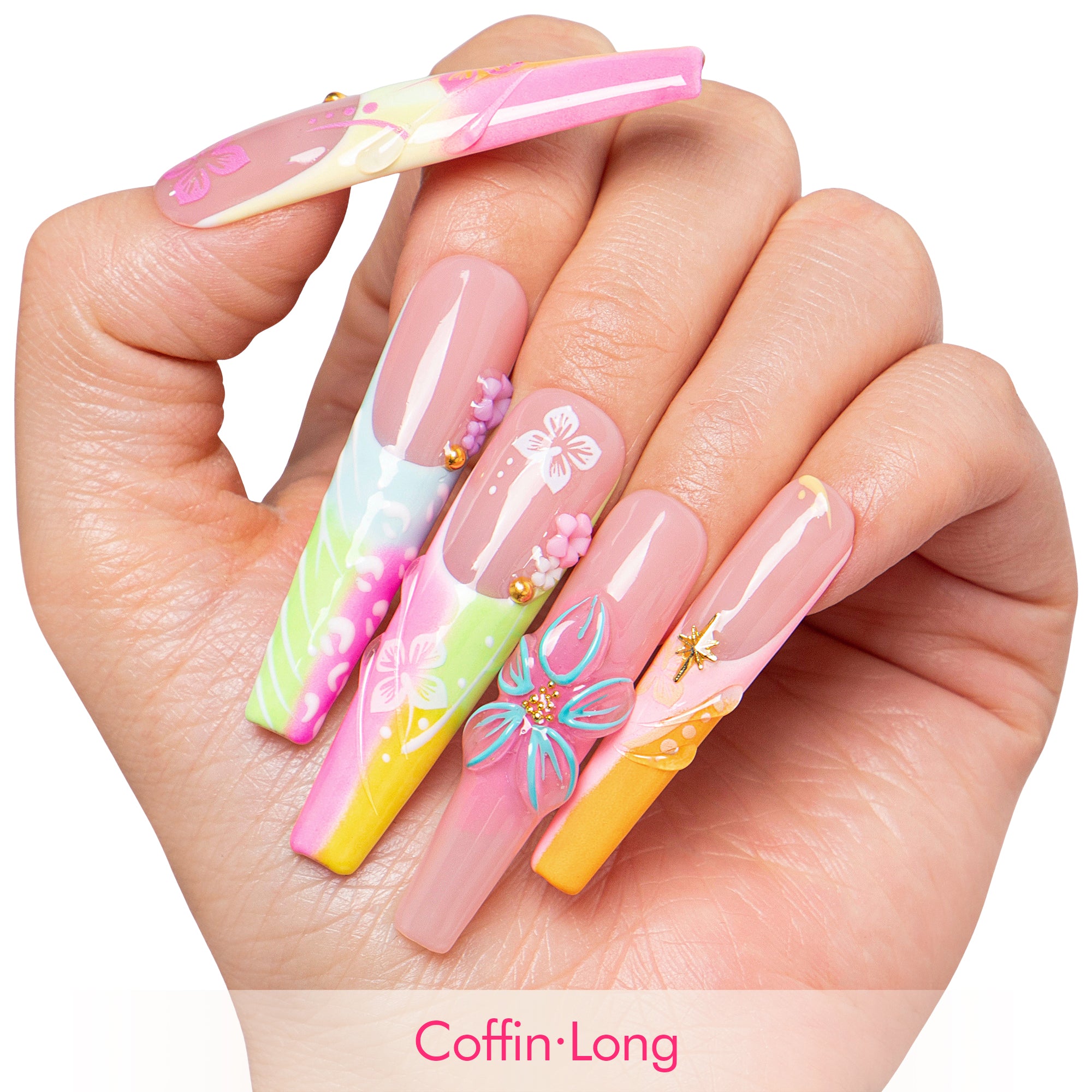 Neon Tropic Handmade Nails H829