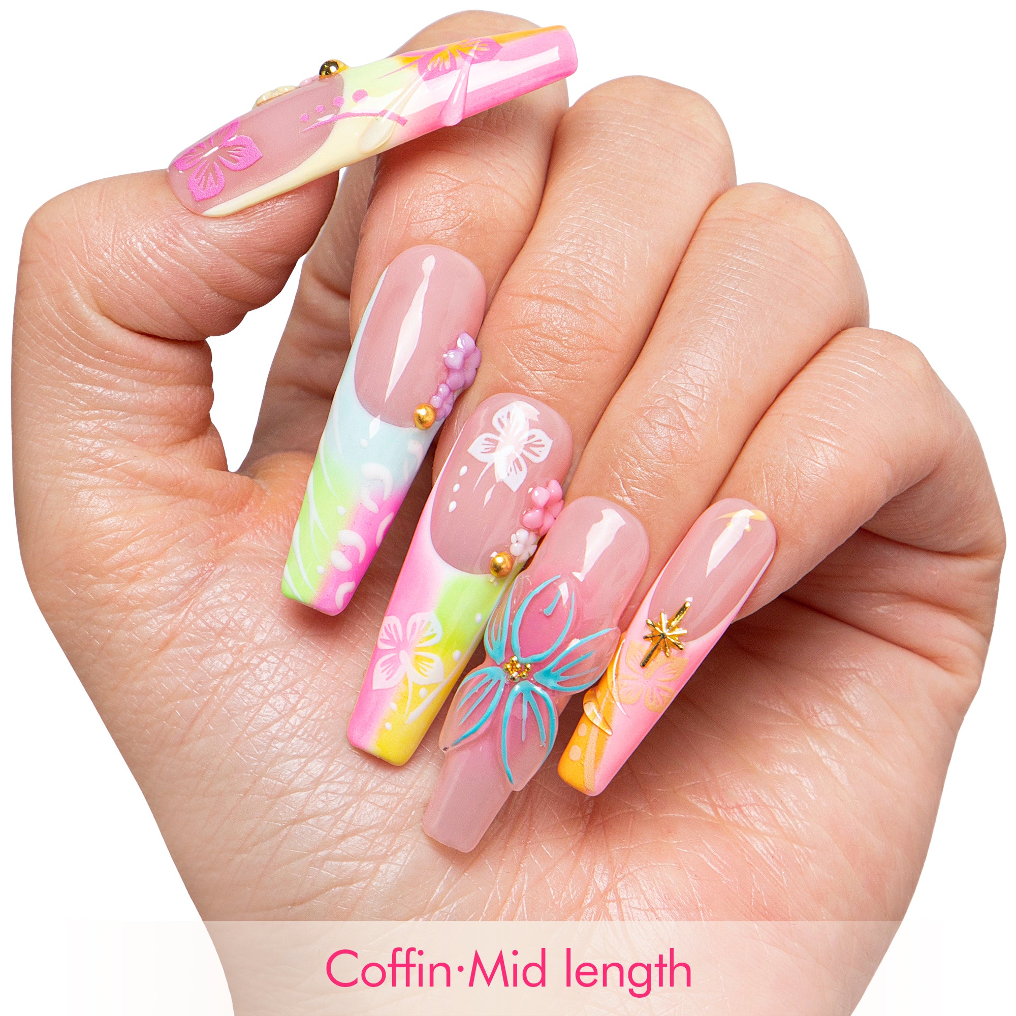 Neon Tropic Handmade Nails H829
