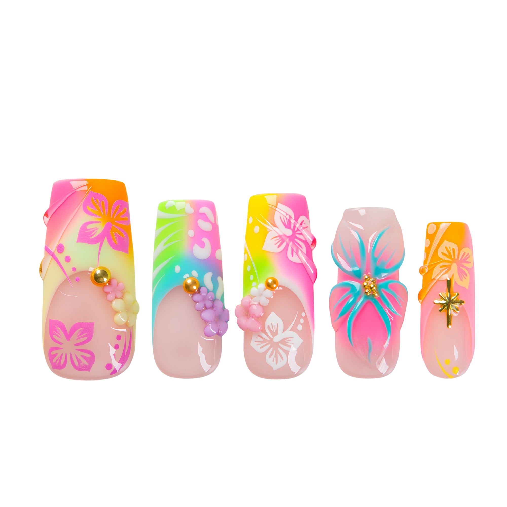 Neon Tropic Handmade Nails H829