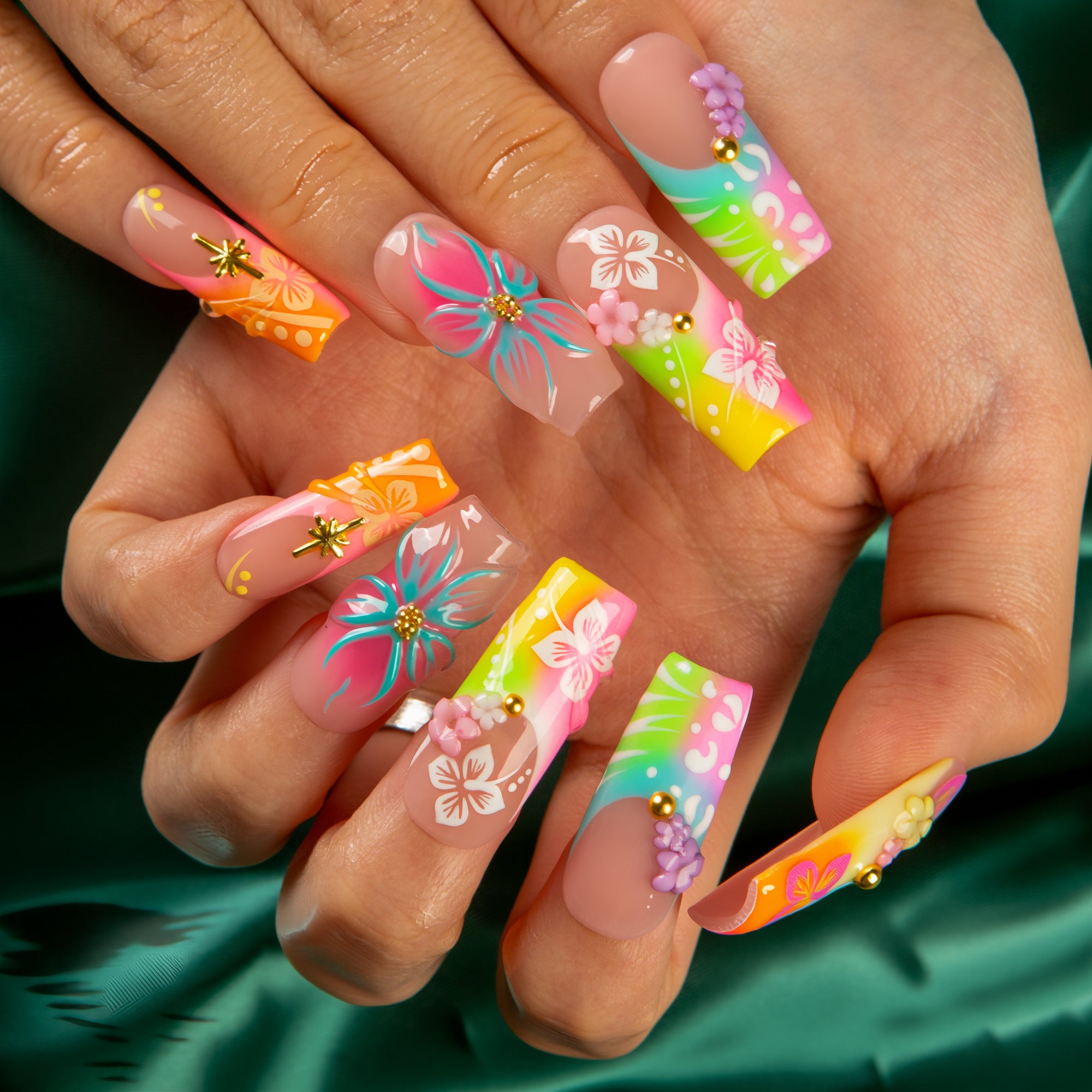 Neon Tropic Handmade Nails H829