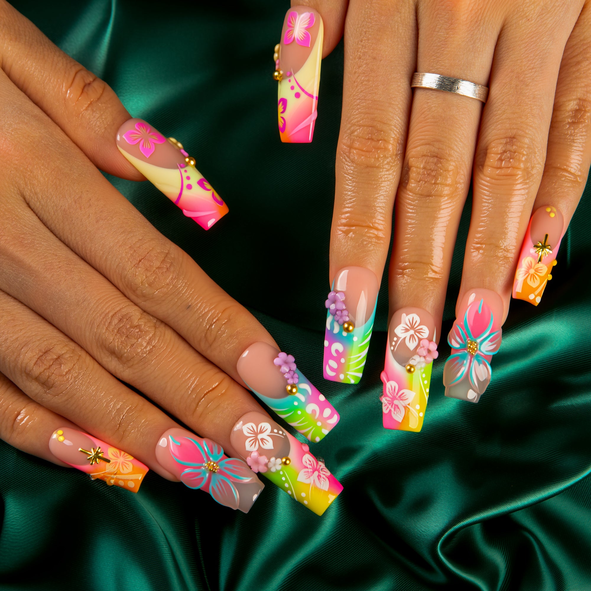 Neon Tropic Handmade Nails H829