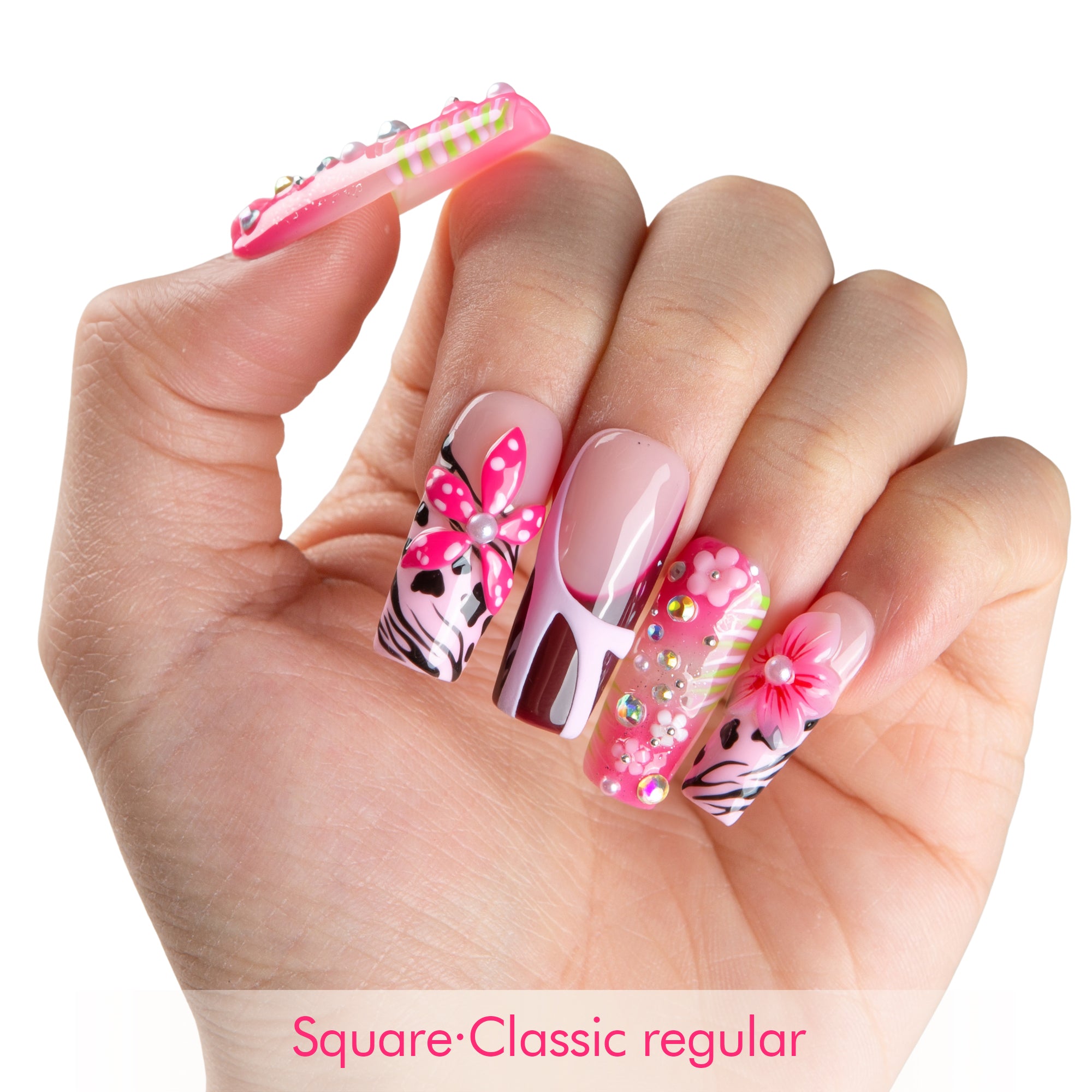 Pink Sparkle Handmade Nails H831