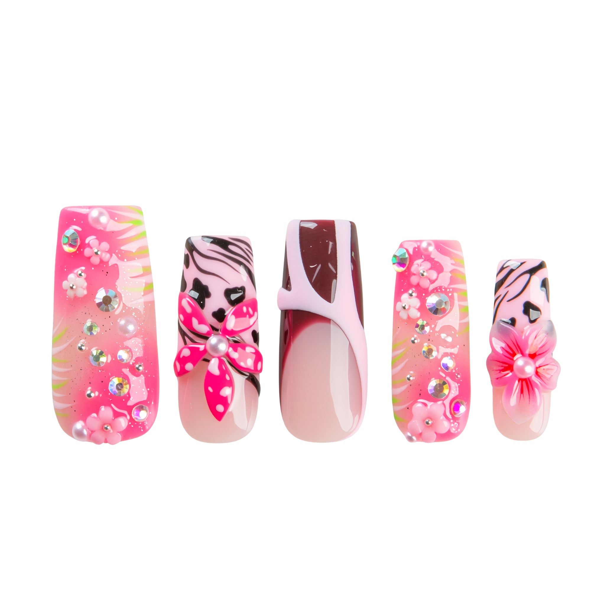 Pink Sparkle Handmade Nails H831