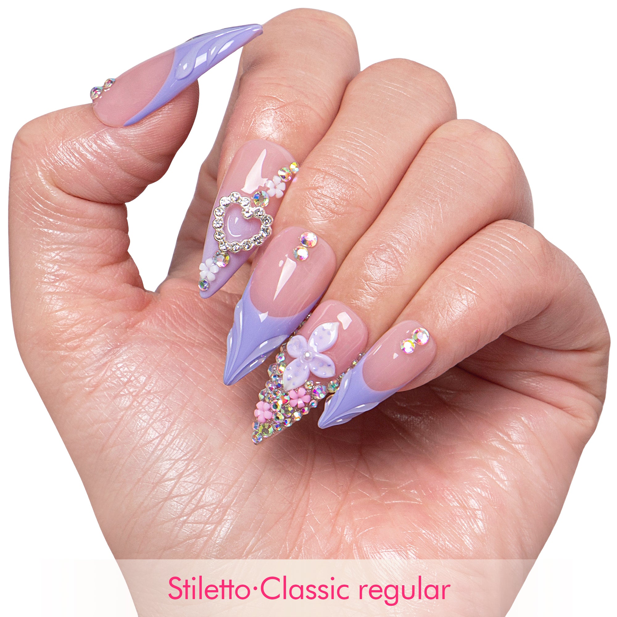 Crystal Lavender Handmade Nails H834