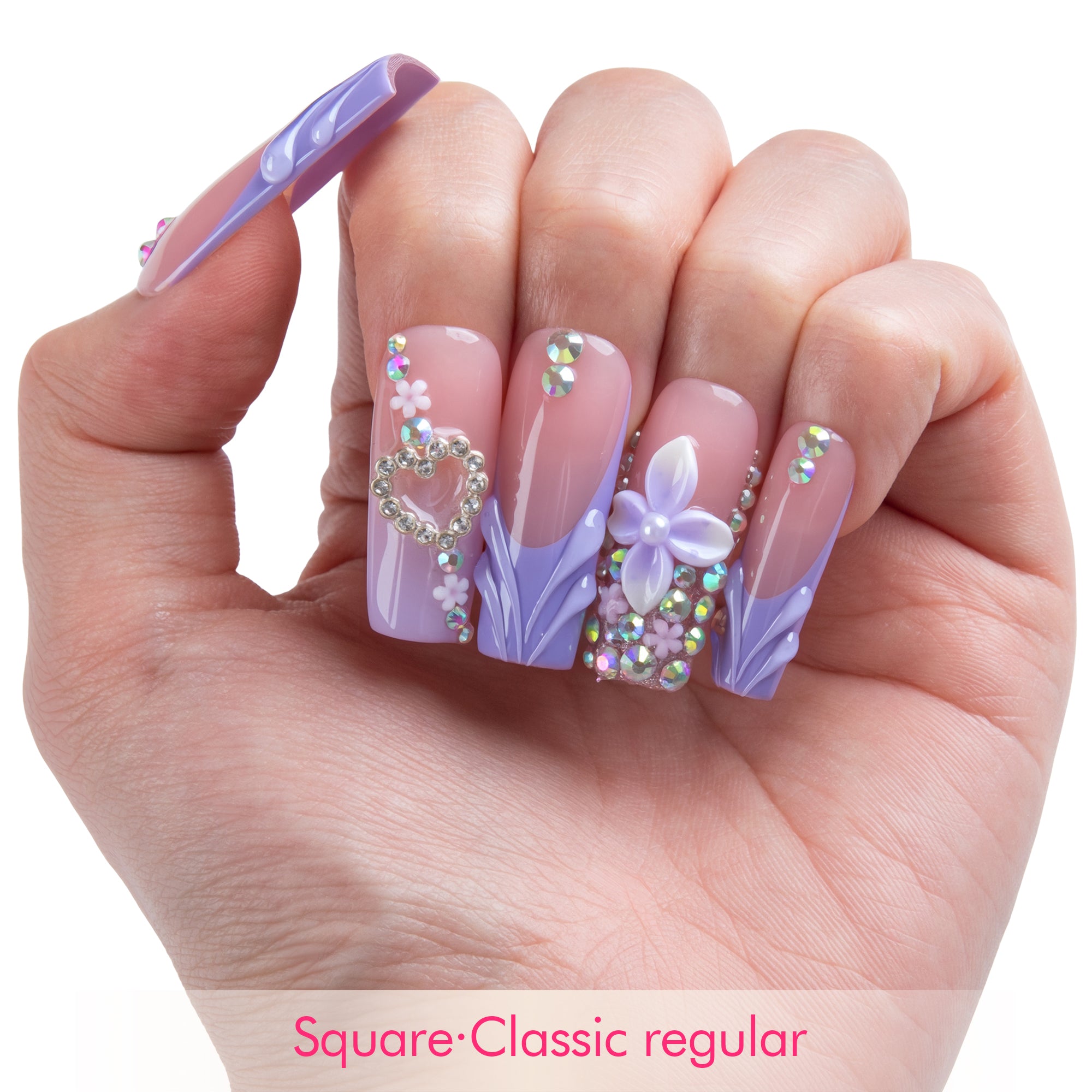 Crystal Lavender Handmade Nails H834