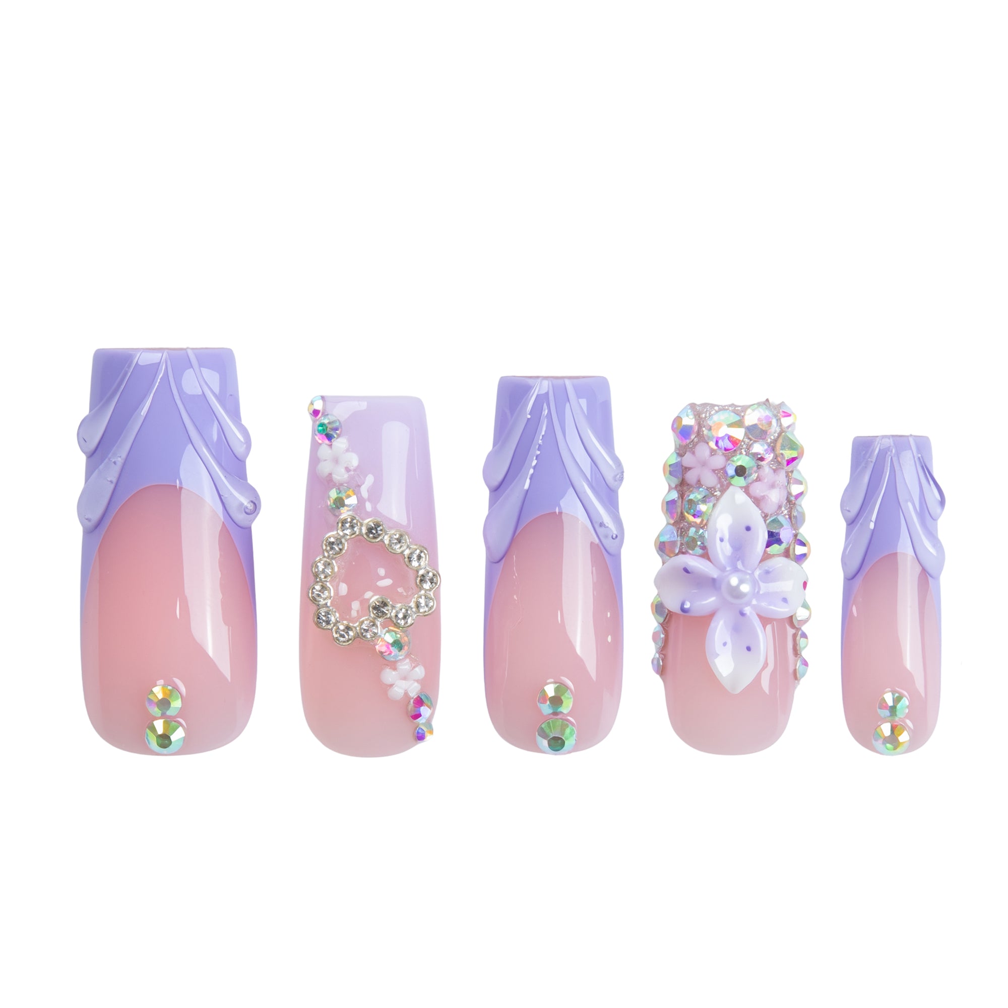 Crystal Lavender Handmade Nails H834