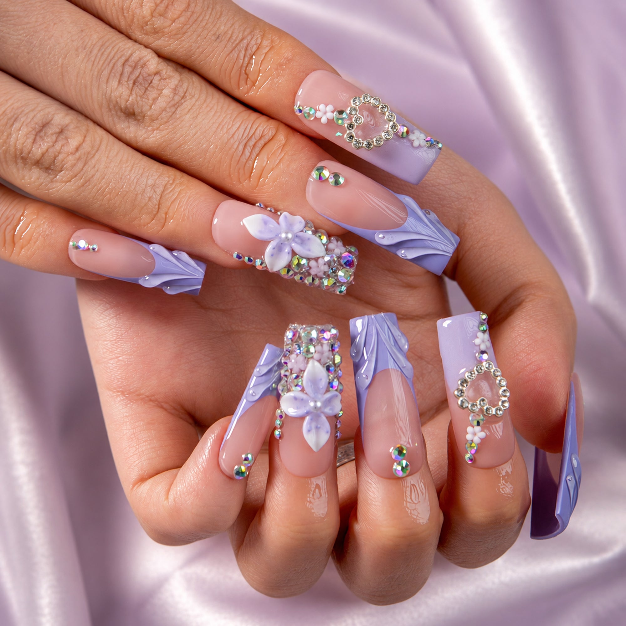 Crystal Lavender Handmade Nails H834