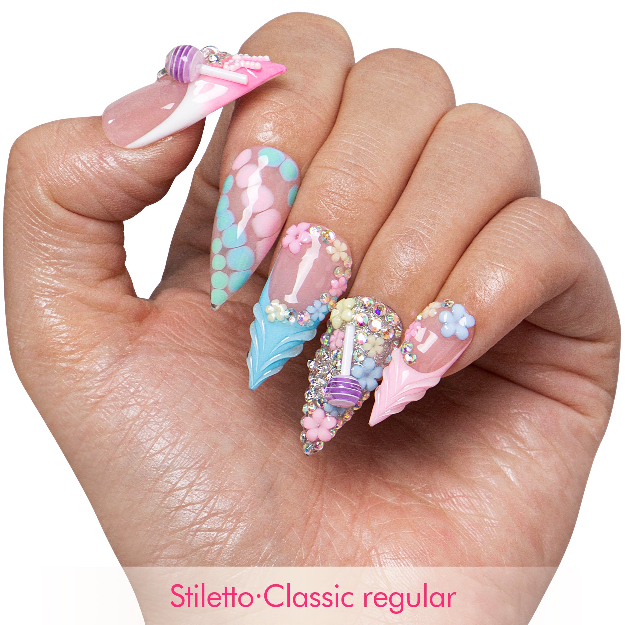 Lollipop Stardust Handmade Nails H835