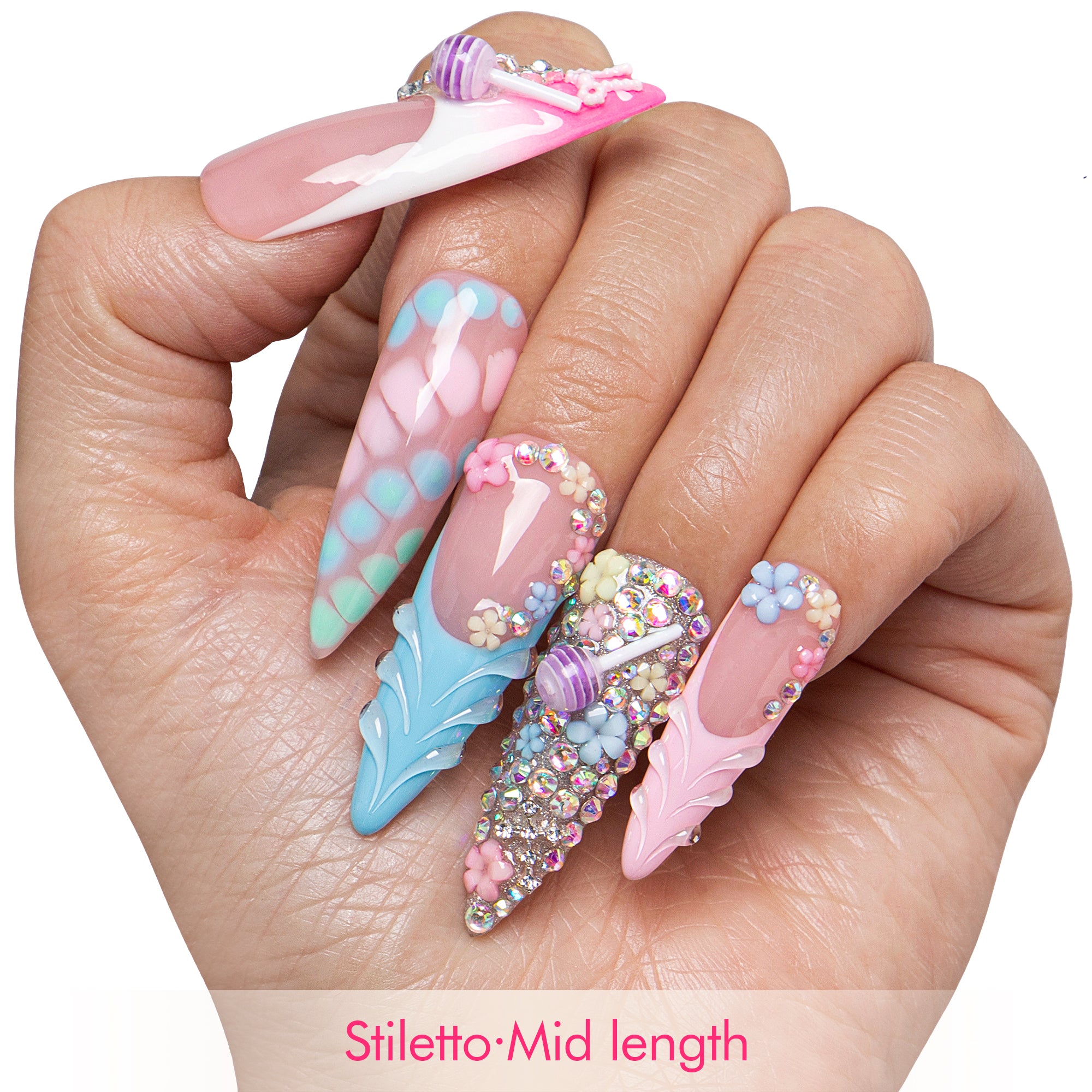 Lollipop Stardust Handmade Nails H835