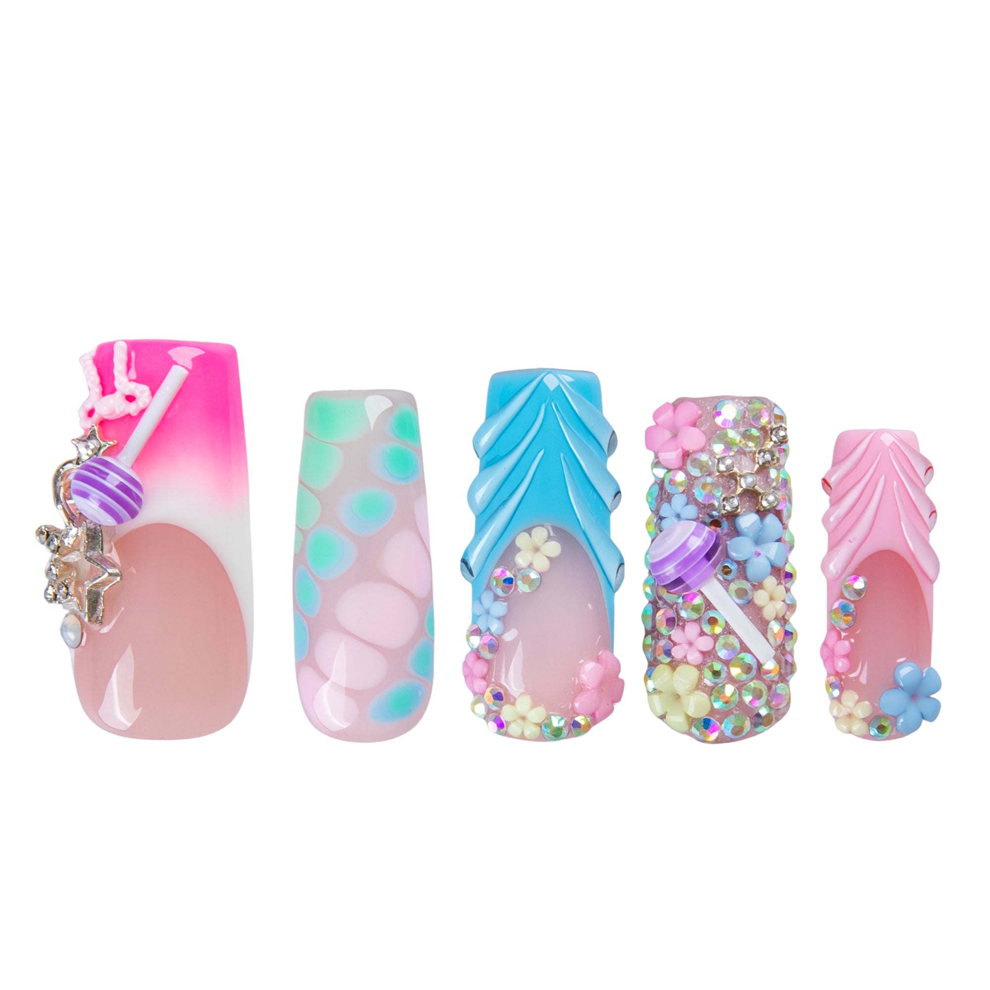 Lollipop Stardust Handmade Nails H835