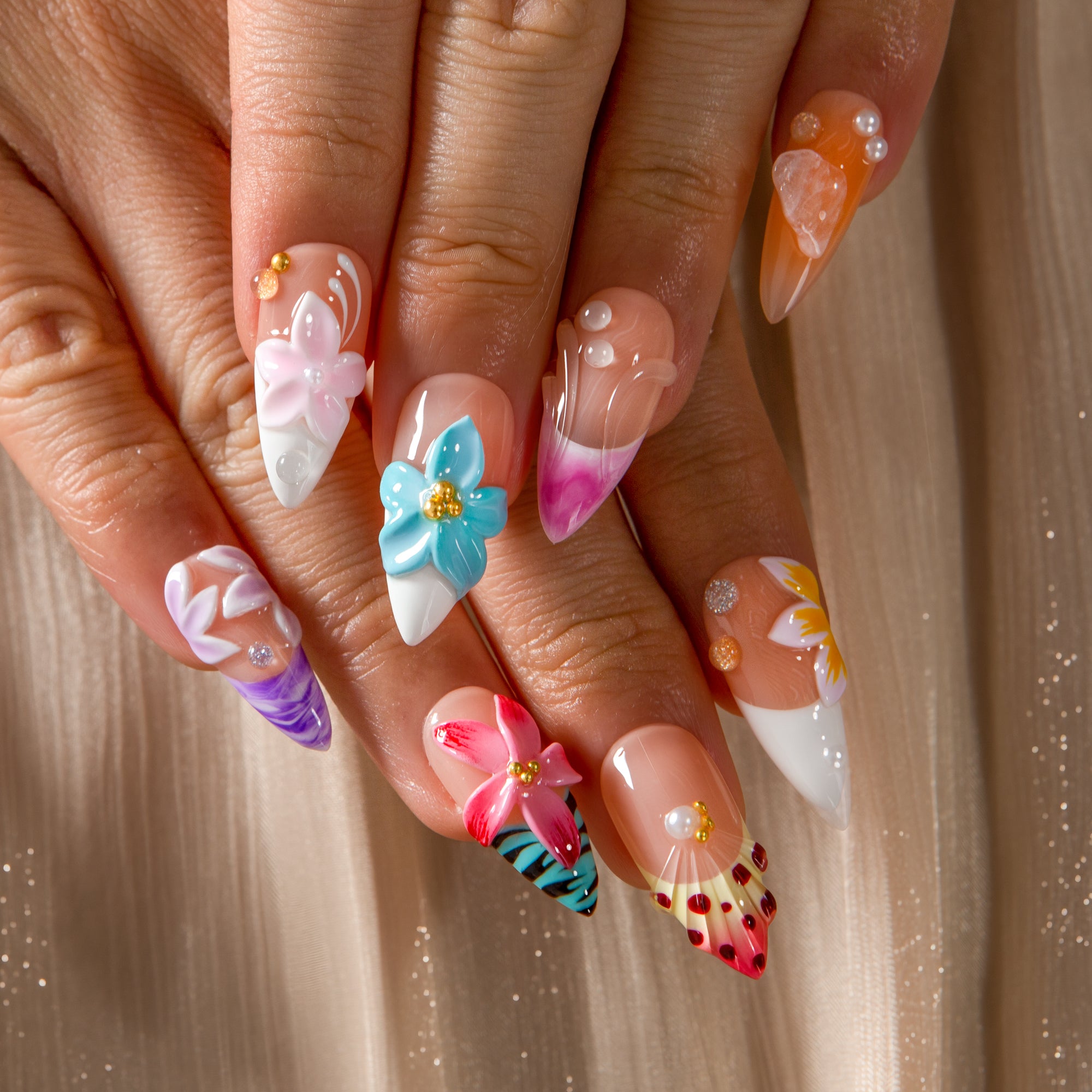 Tropical Seashell Handmade Nails H838