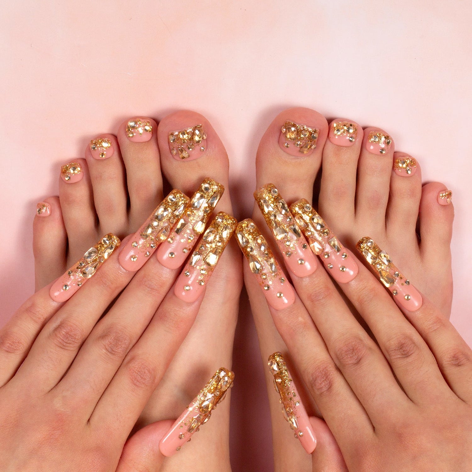 Stardust Gold Combo Set Handmade Nails H84+T84