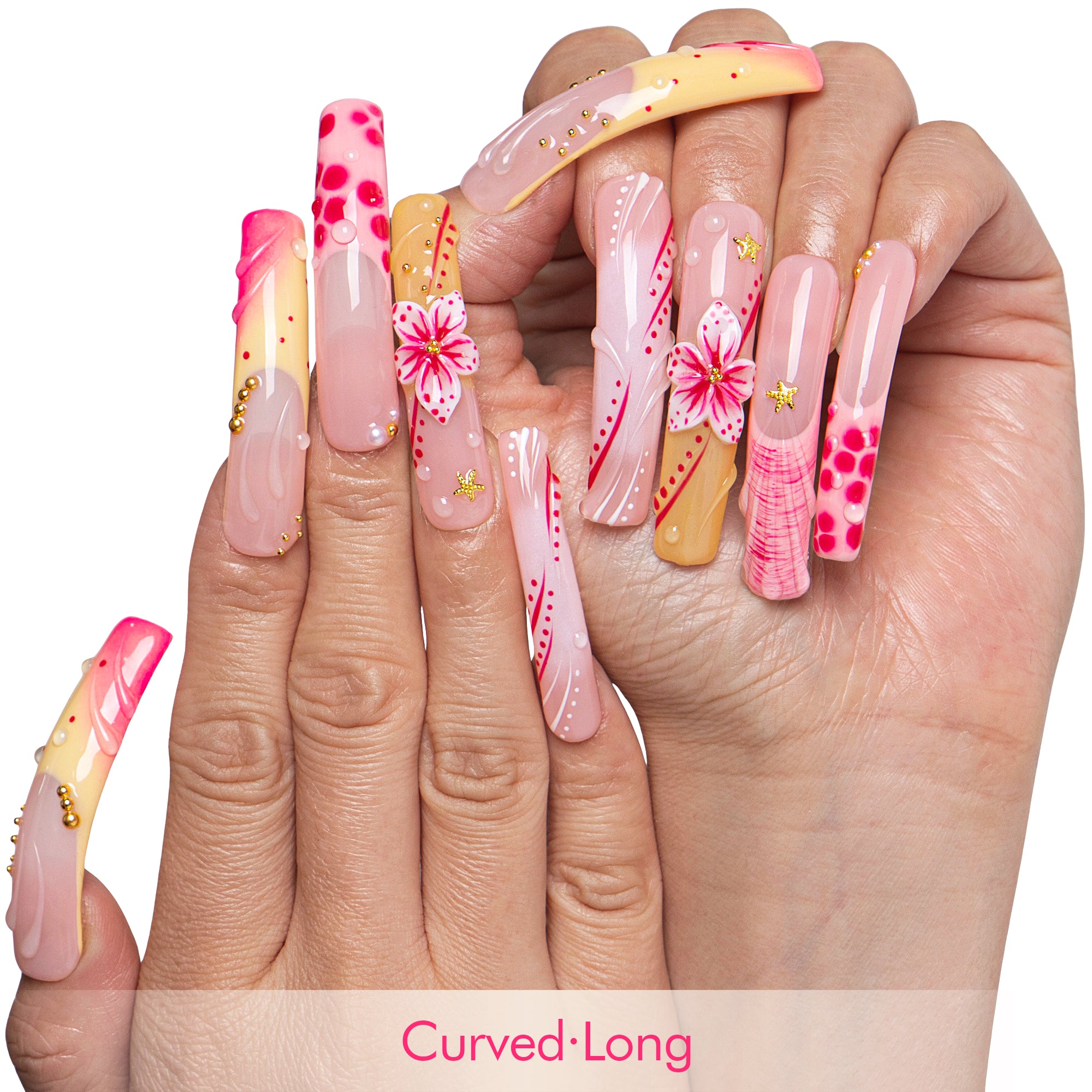 Blushing Floral Handmade Nails H840
