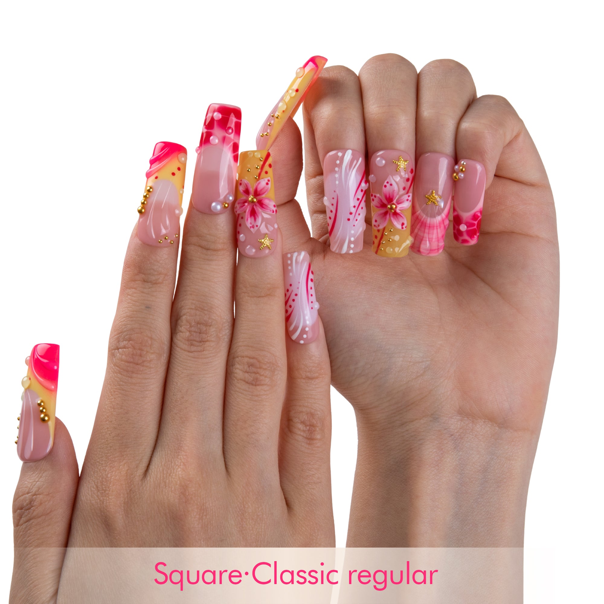 Blushing Floral Handmade Nails H840