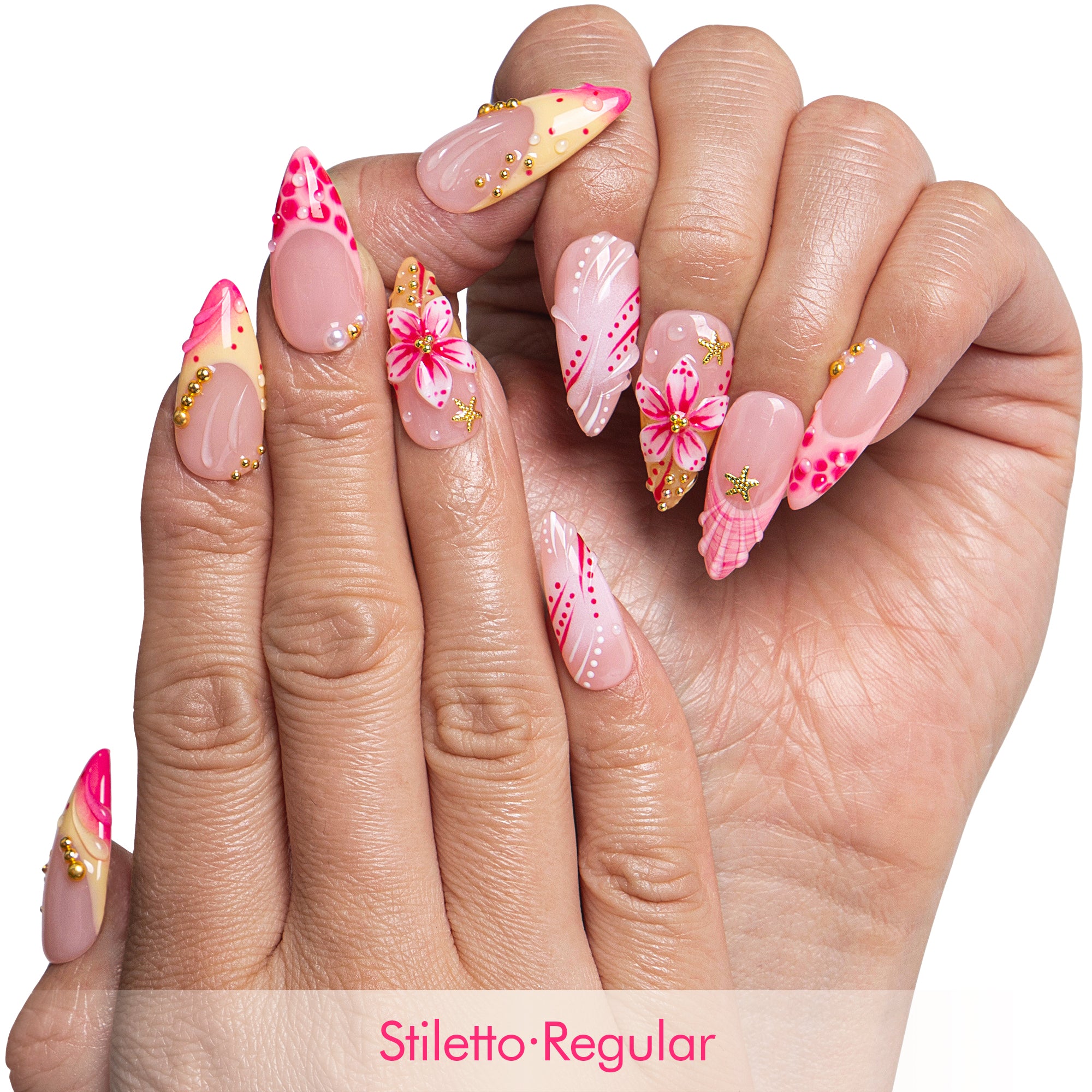 Blushing Floral Handmade Nails H840