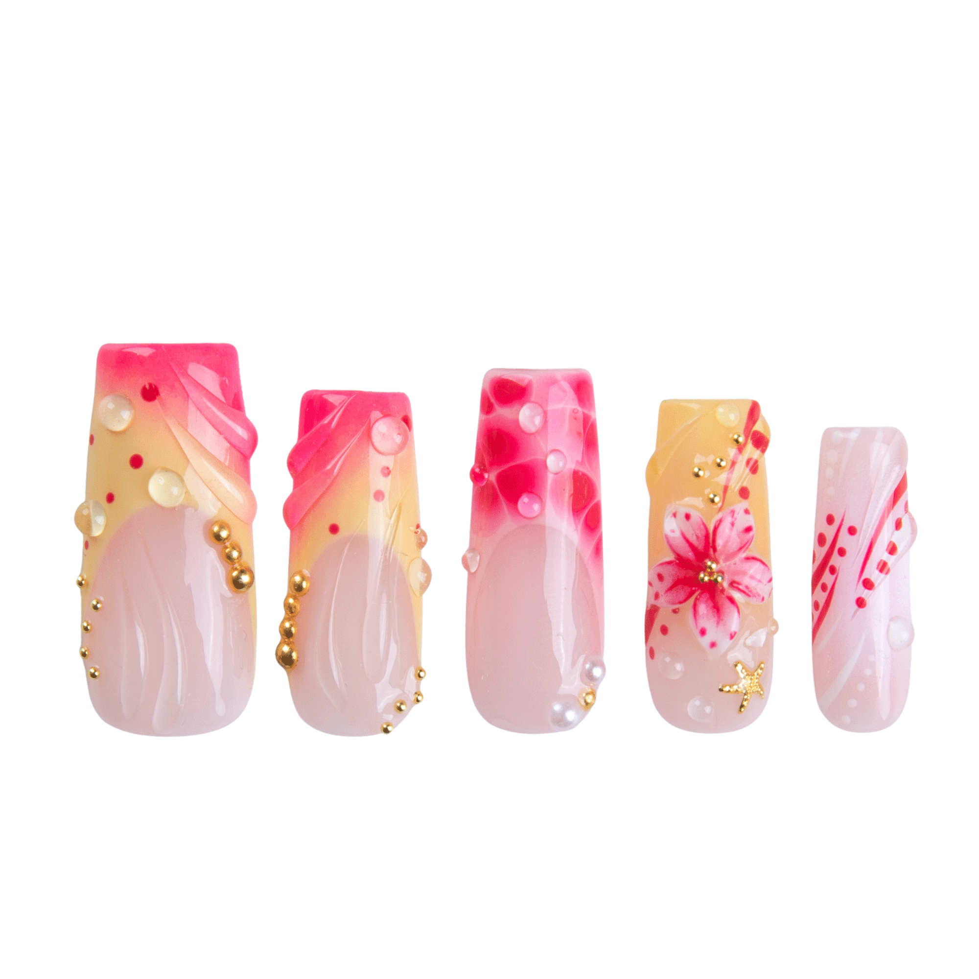 Blushing Floral Handmade Nails H840
