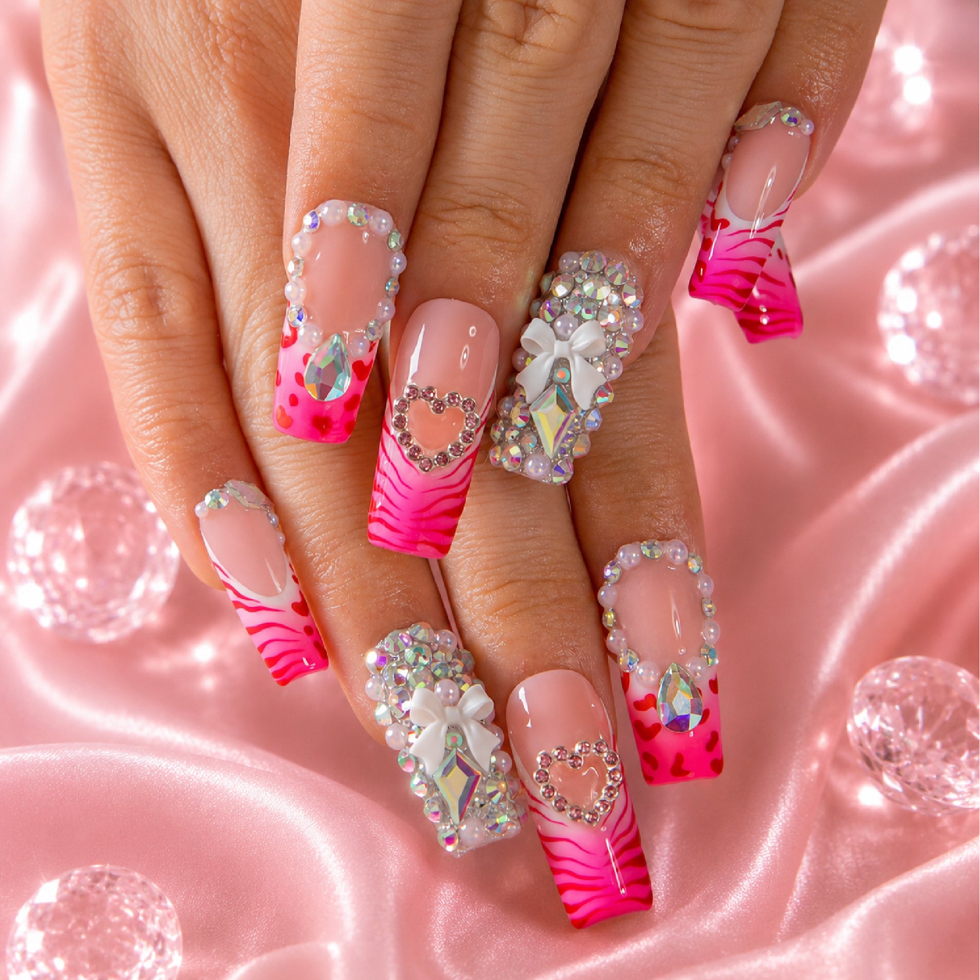 Pink Rave Handmade Nails H842