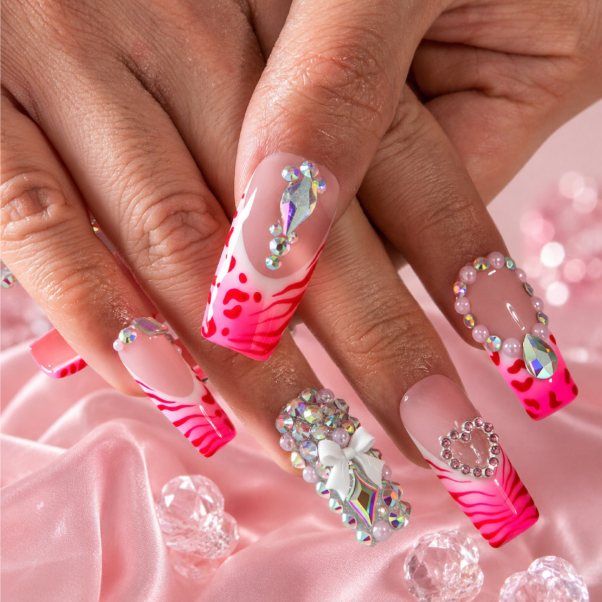 Pink Rave Handmade Nails H842