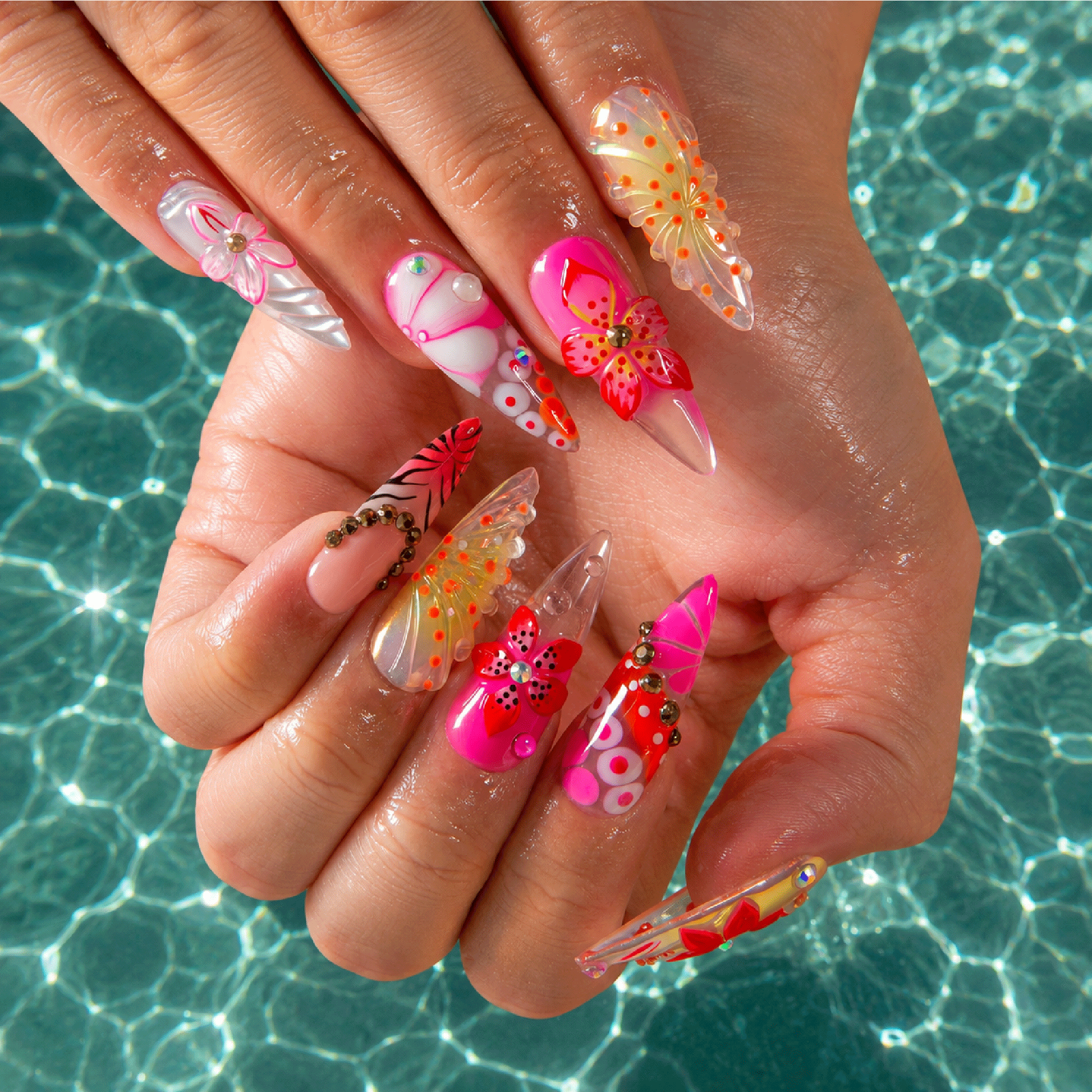 Neon Petal Handmade Nails H843