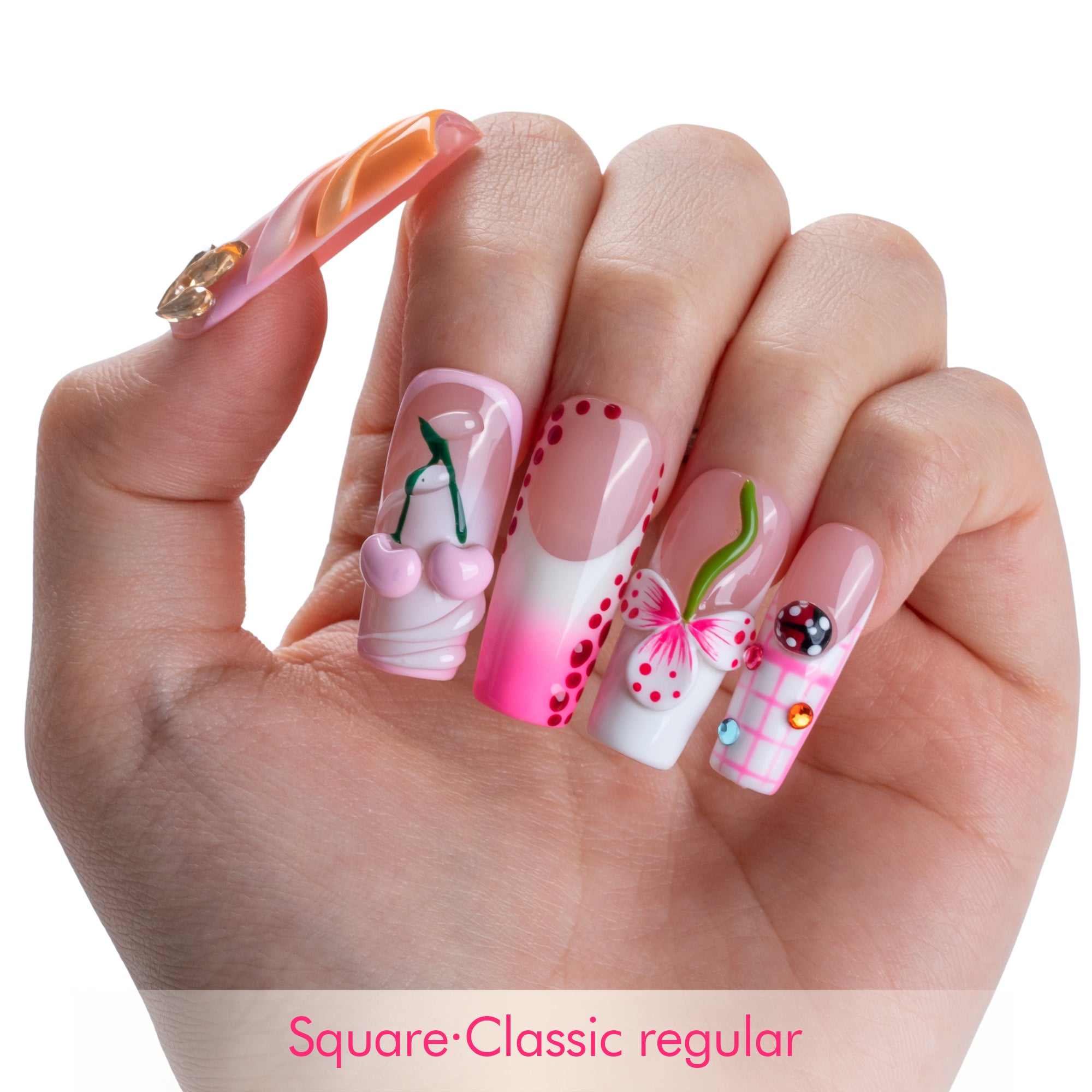 Cherry Picnic Handmade Nails H844